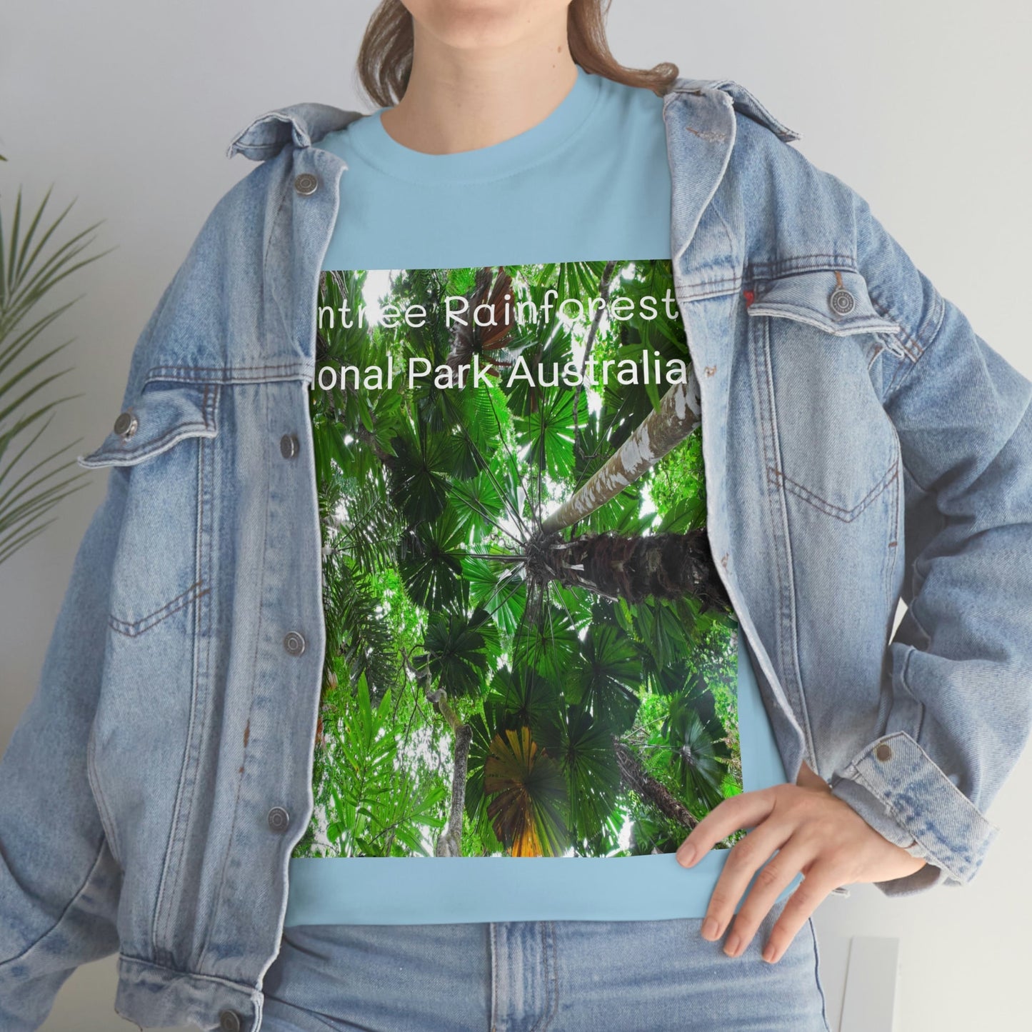 AU-PRINT UNISEX GILDAN 5000 - Heavy Cotton Tee - Fan Palm - DAINTREE RAINFOREST National-Park - Australia - Printed in AU by The Print Bar - Green Forest Home