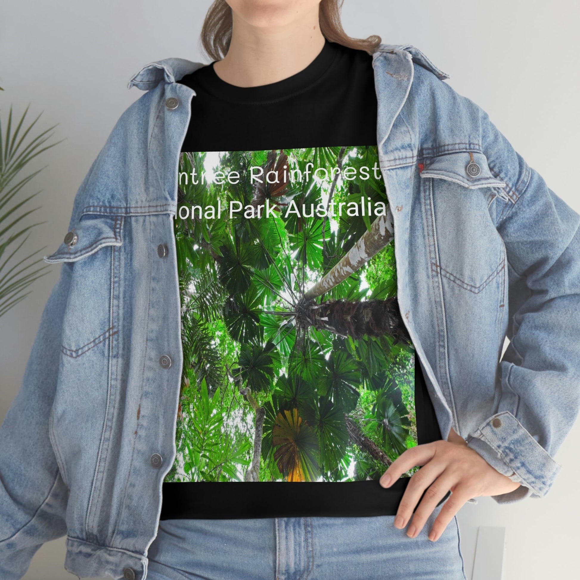 AU-PRINT UNISEX GILDAN 5000 - Heavy Cotton Tee - Fan Palm - DAINTREE RAINFOREST National-Park - Australia - Printed in AU by The Print Bar - Green Forest Home