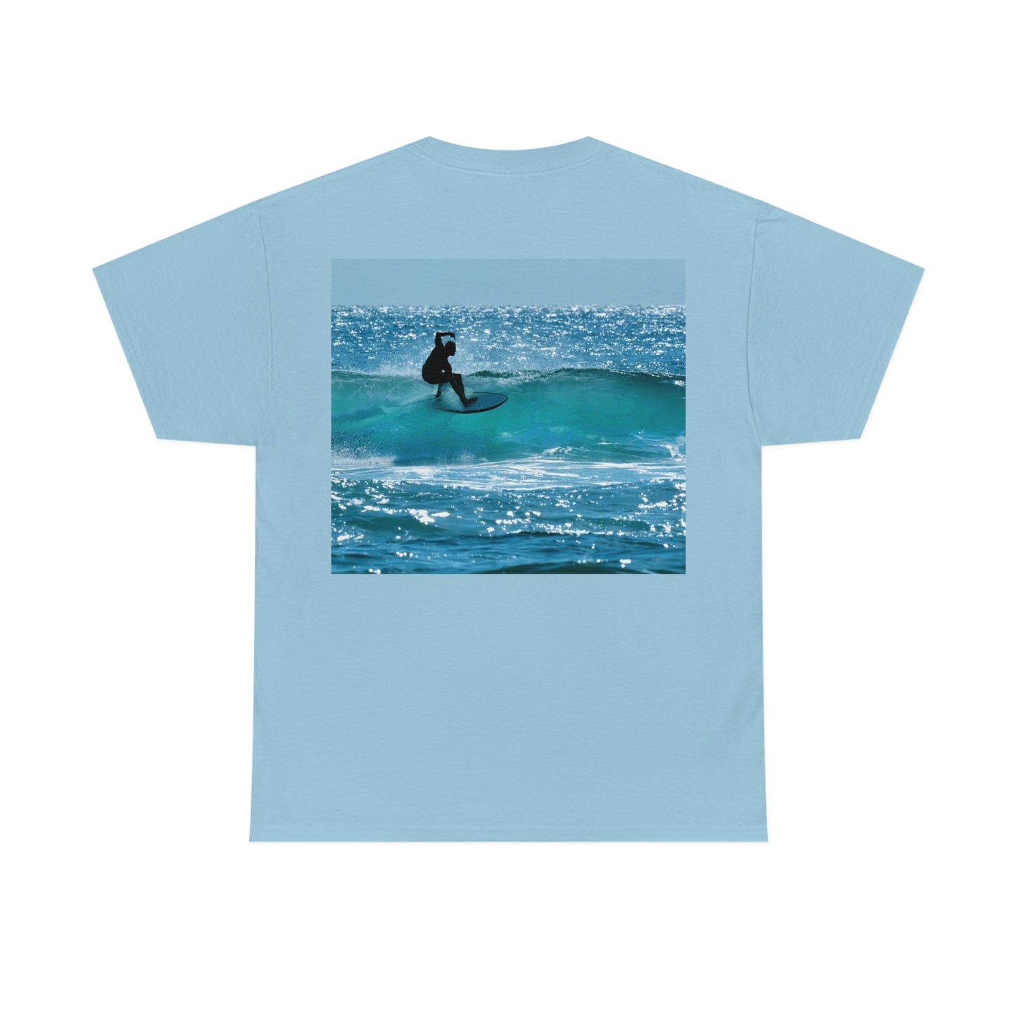 AU-PRINT UNISEX GILDAN 5000 - Heavy Cotton Tee - Gold Coast, Surfer in back - Australia - Printed in AU by The Print Bar - Green Forest Home