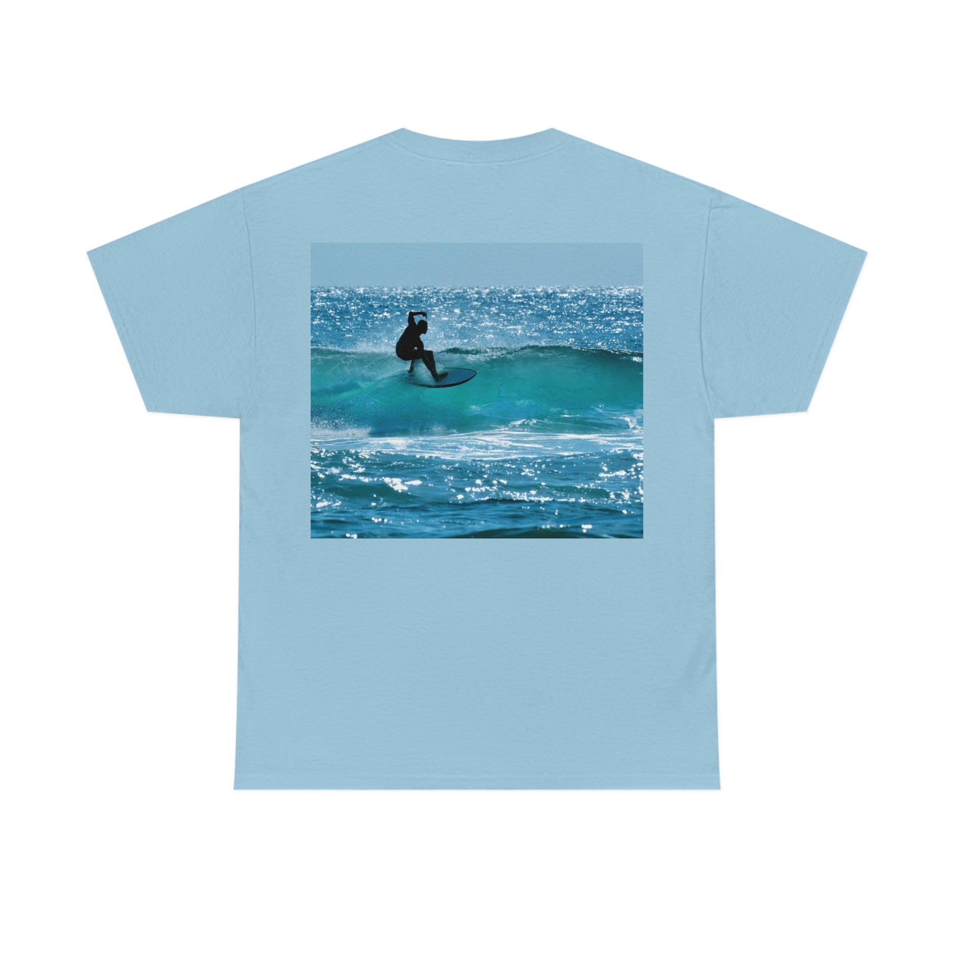 AU-PRINT UNISEX GILDAN 5000 - Heavy Cotton Tee - Gold Coast, Surfer in back - Australia - Printed in AU by The Print Bar - Green Forest Home