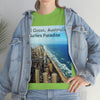 AU-PRINT UNISEX GILDAN 5000 - Heavy Cotton Tee - Gold Coast, Surfer in back - Australia - Printed in AU by The Print Bar - Green Forest Home