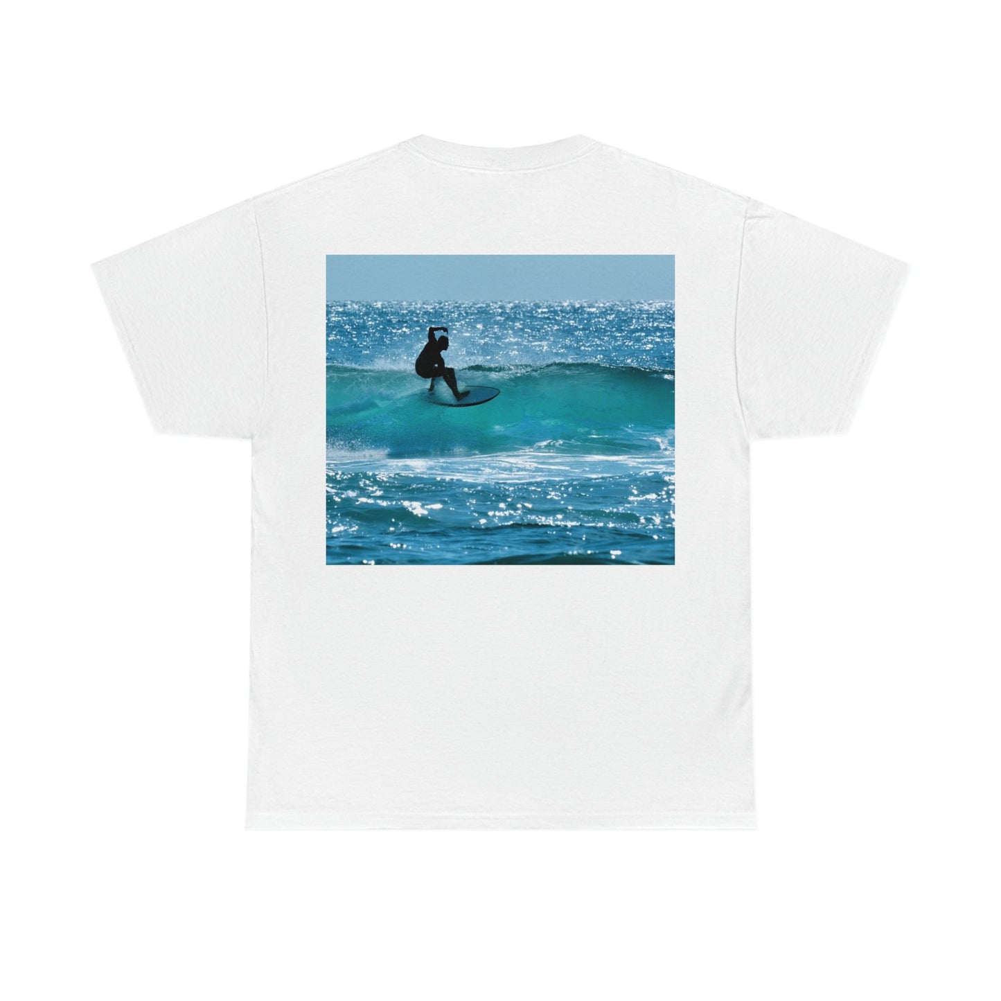 AU-PRINT UNISEX GILDAN 5000 - Heavy Cotton Tee - Gold Coast, Surfer in back - Australia - Printed in AU by The Print Bar - Green Forest Home