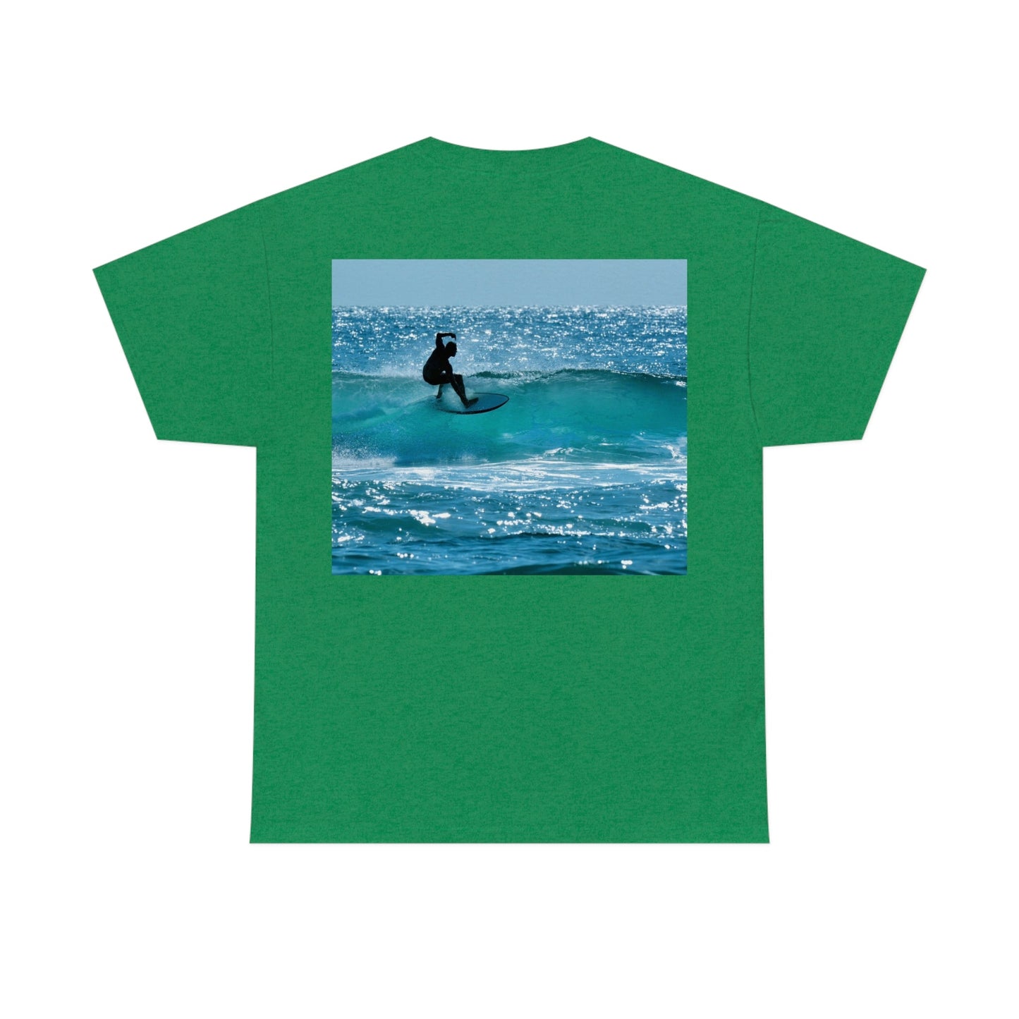 AU-PRINT UNISEX GILDAN 5000 - Heavy Cotton Tee - Gold Coast, Surfer in back - Australia - Printed in AU by The Print Bar - Green Forest Home