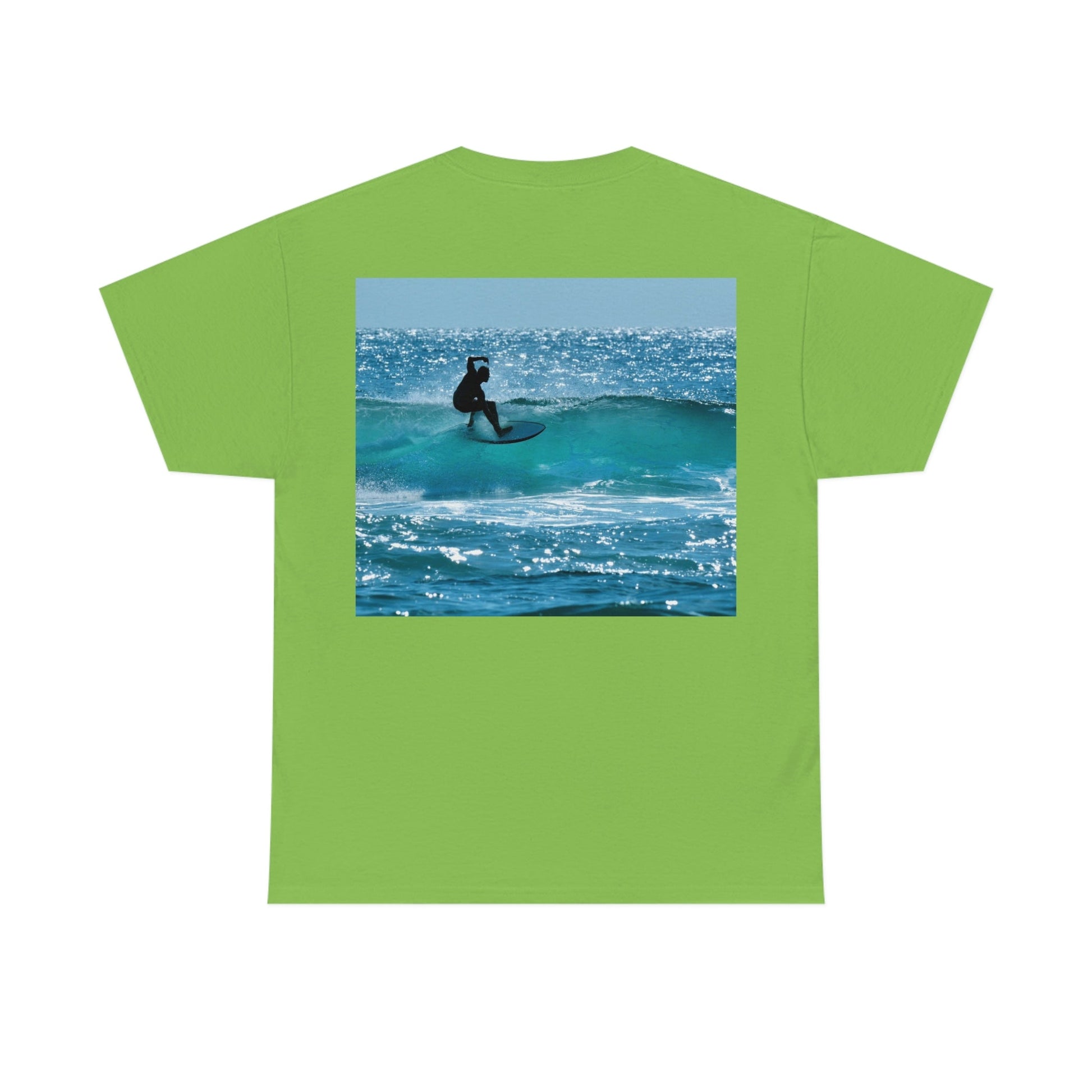 AU-PRINT UNISEX GILDAN 5000 - Heavy Cotton Tee - Gold Coast, Surfer in back - Australia - Printed in AU by The Print Bar - Green Forest Home