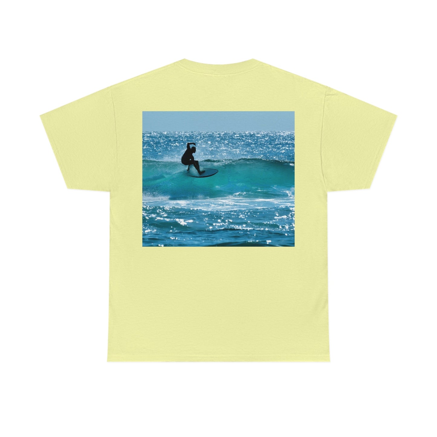 AU-PRINT UNISEX GILDAN 5000 - Heavy Cotton Tee - Gold Coast, Surfer in back - Australia - Printed in AU by The Print Bar - Green Forest Home