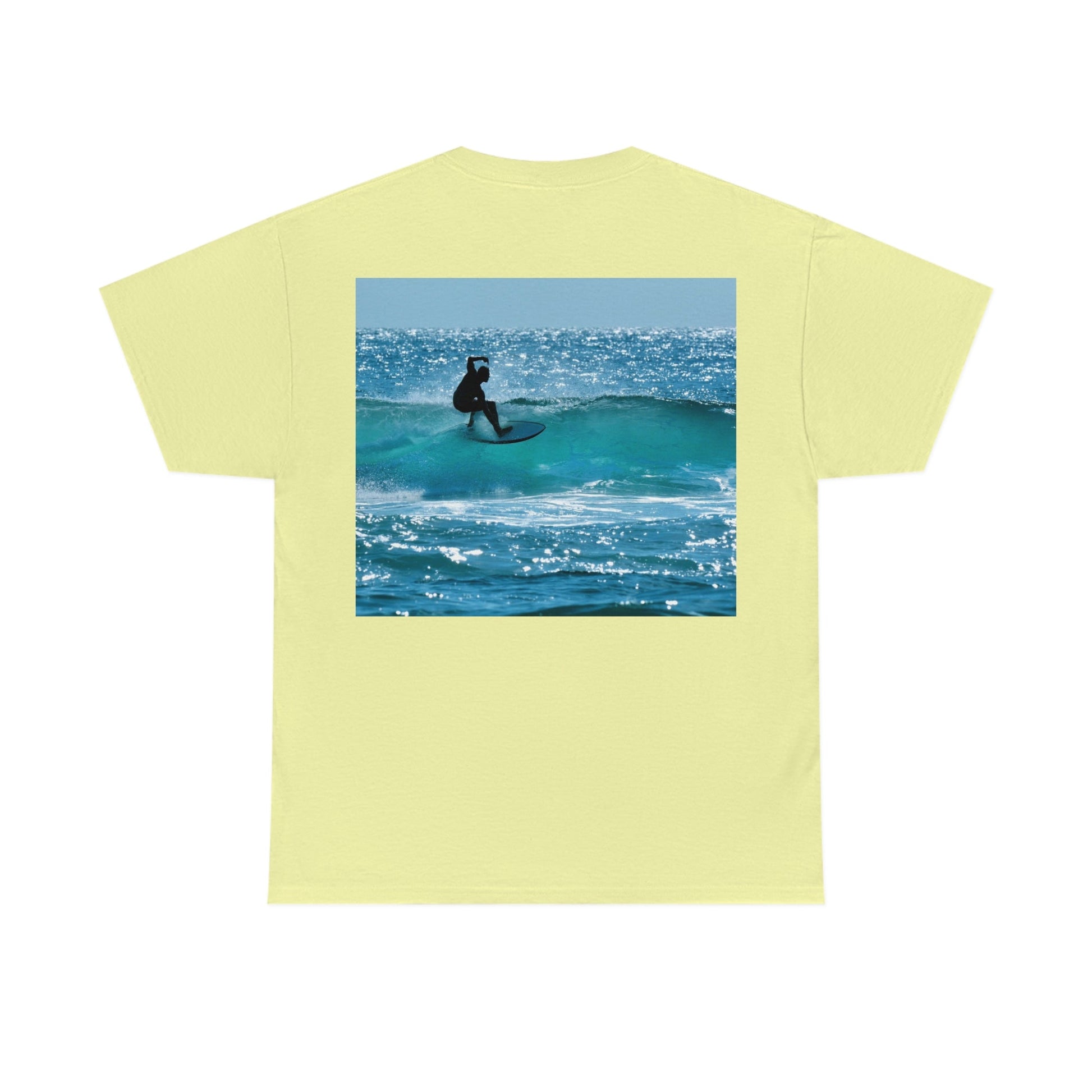 AU-PRINT UNISEX GILDAN 5000 - Heavy Cotton Tee - Gold Coast, Surfer in back - Australia - Printed in AU by The Print Bar - Green Forest Home