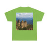 AU-PRINT UNISEX GILDAN 5000 - Heavy Cotton Tee - The Three Sisters, Blue Mountains, New South Wales, Australia - Printed in AU by The Print Bar - Green Forest Home