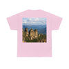 AU-PRINT UNISEX GILDAN 5000 - Heavy Cotton Tee - The Three Sisters, Blue Mountains, New South Wales, Australia - Printed in AU by The Print Bar - Green Forest Home