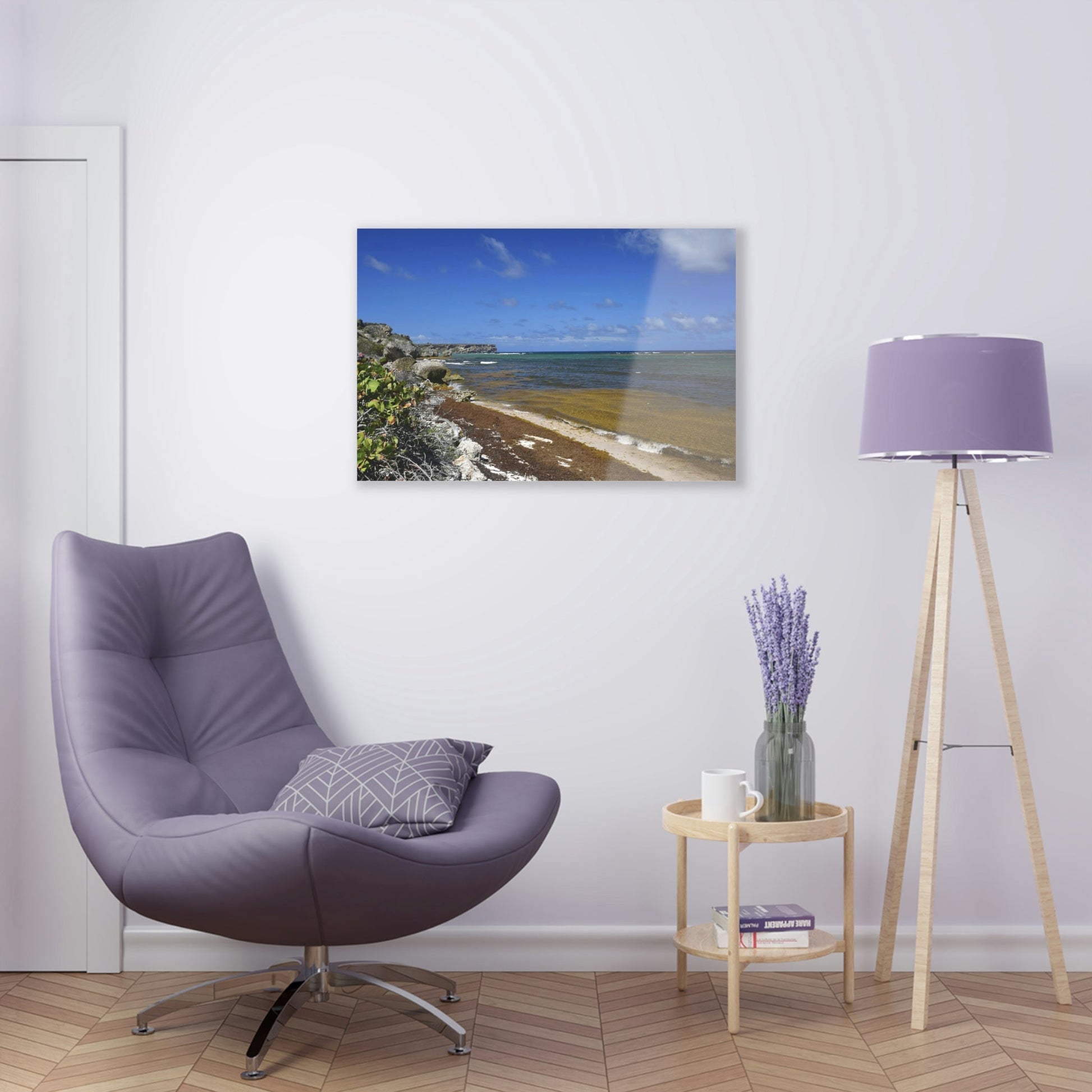 AWESOME Acrylic Prints - Stunning Pristine & Remote Mona island Puerto Rico - Broad view of Pajaros Beach & Monas Plateau - algae filled sea - Green Forest Home