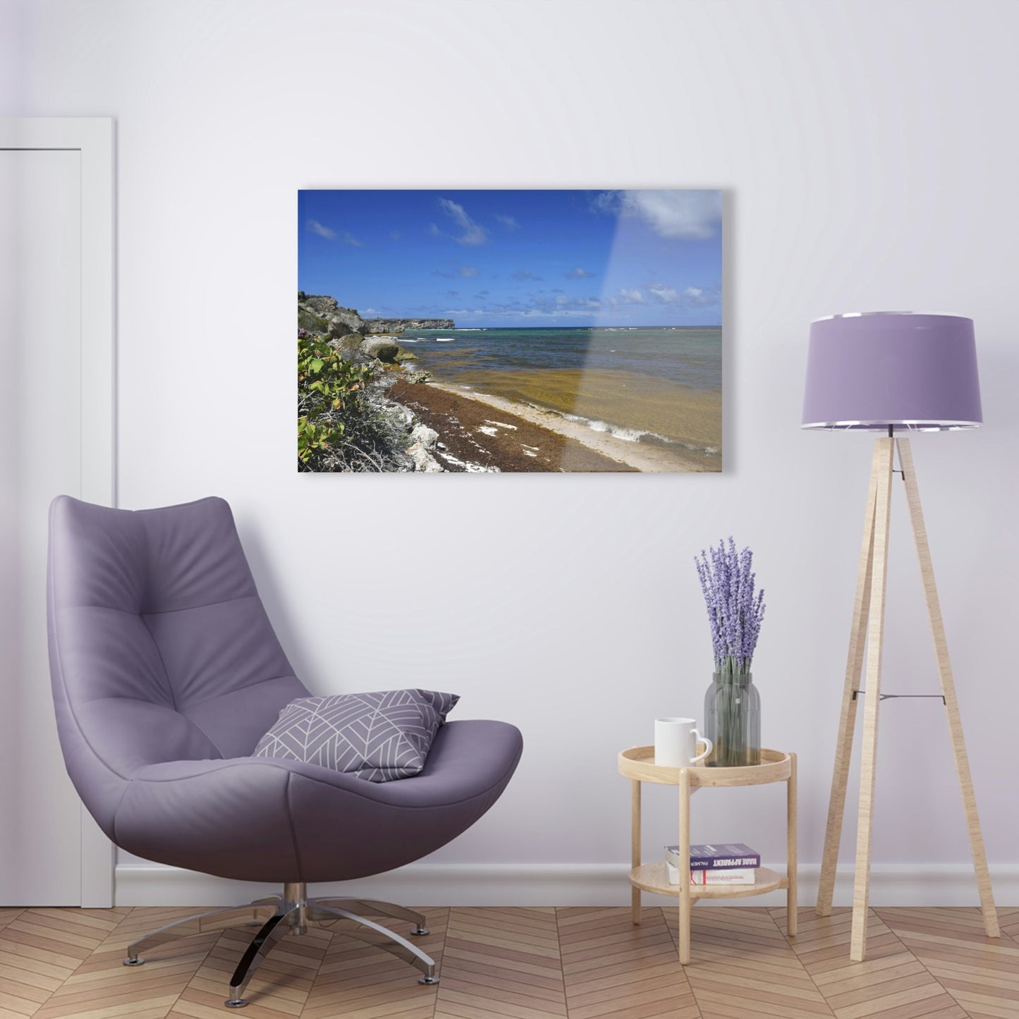 AWESOME Acrylic Prints - Stunning Pristine & Remote Mona island Puerto Rico - Broad view of Pajaros Beach & Monas Plateau - algae filled sea - Green Forest Home