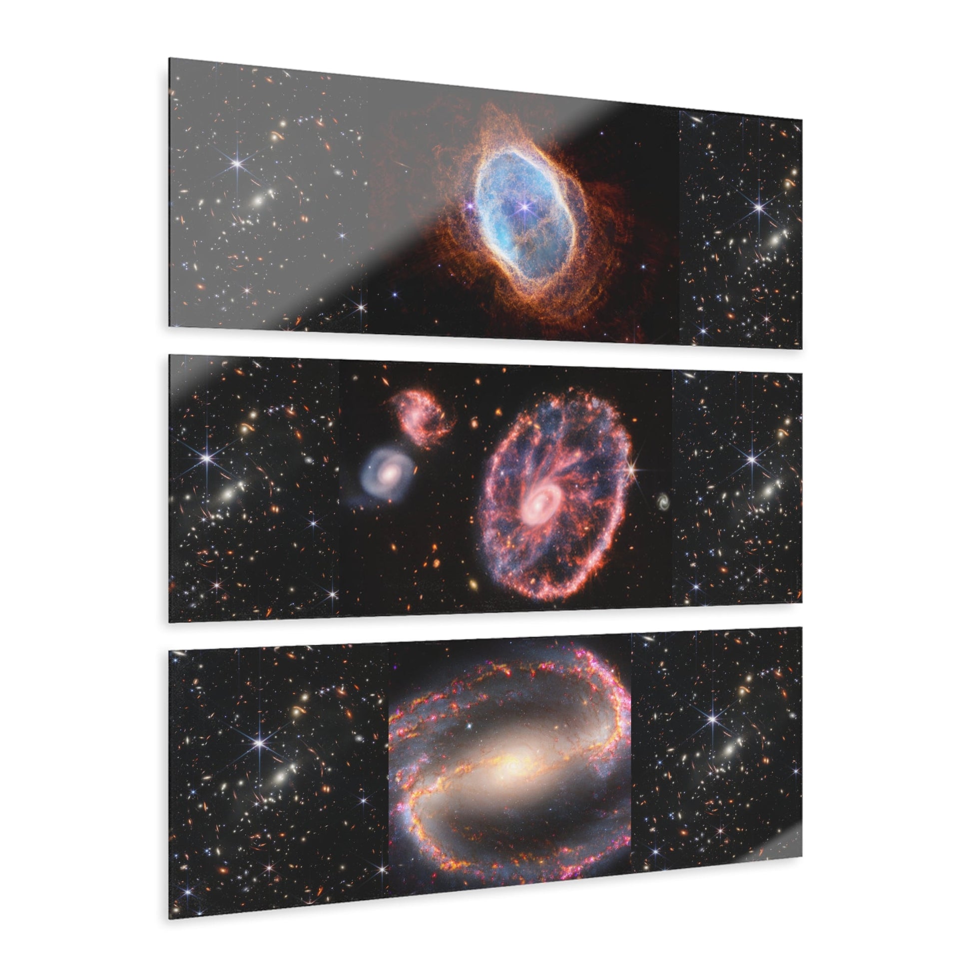 👉 AWESOME 👌 Acrylic Prints (Triptych) - 4 NEW 2022 JAMES WEB SPACE TELESCOPE IMAGES - ALL HAVE FAMOUS 'DEEP FIELD' IMAGE - MIDDLE SPIRAL GALAXIES - Green Forest Home