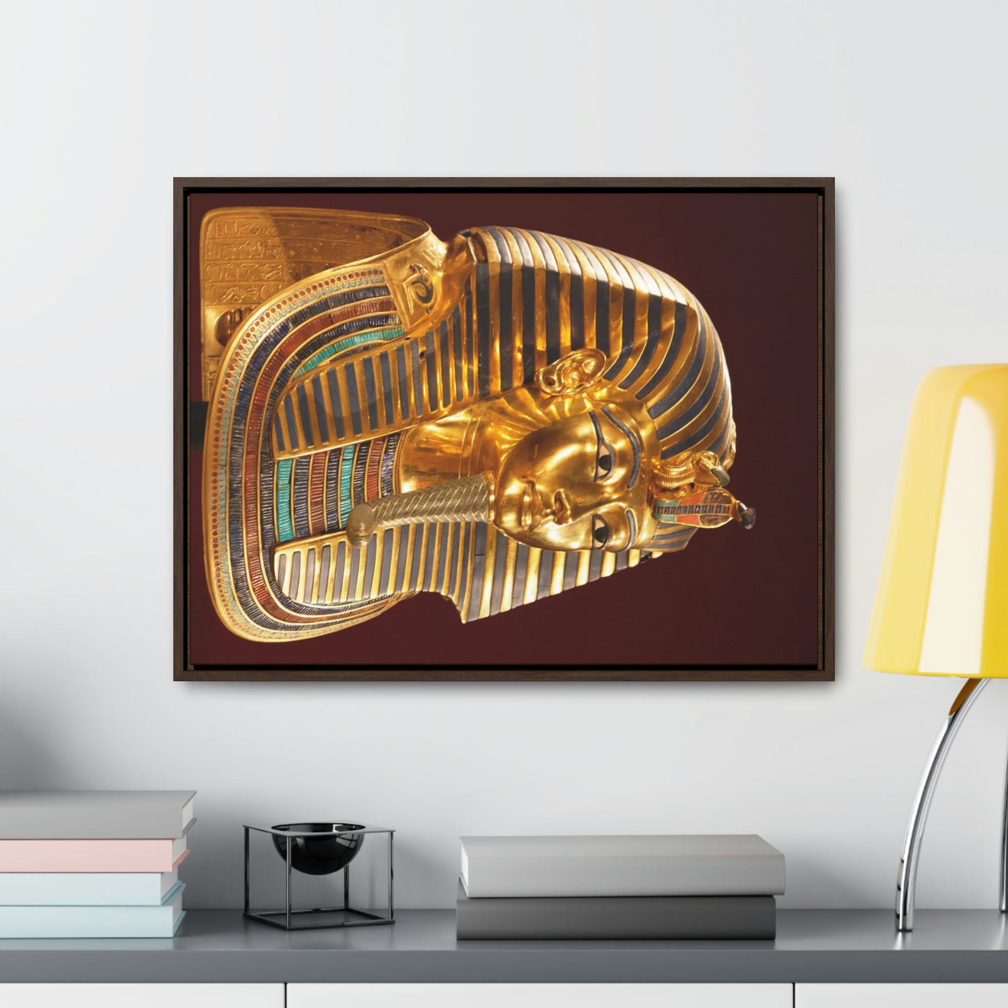 Horizontal Framed Premium Gallery Wrap Canvas -  Mask of Tutankhamen Mummy - Egypt - Ancient religions