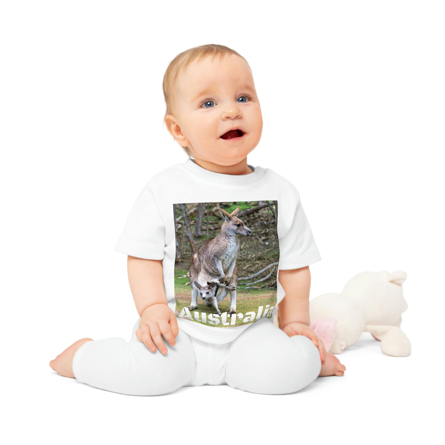 Baby Organic T-Shirt - Kangooros in AUSTRALIA - Printed in EU - EUROPE - Green Forest Home