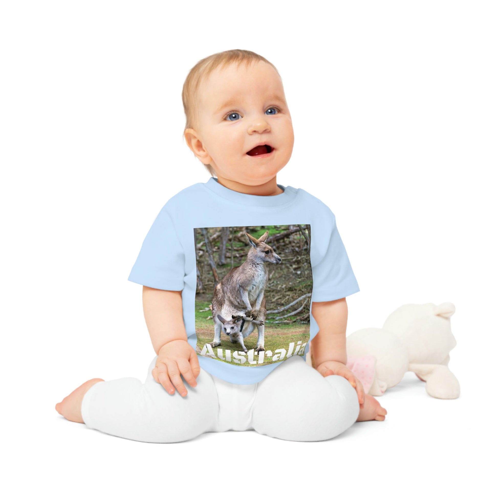 Baby Organic T-Shirt - Kangooros in AUSTRALIA - Printed in EU - EUROPE - Green Forest Home