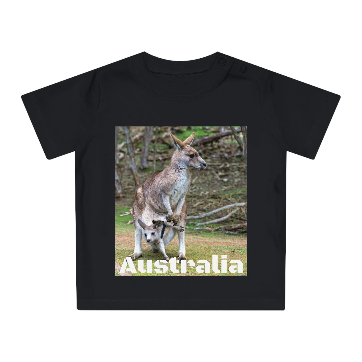 Baby Organic T-Shirt - Kangooros in AUSTRALIA - Printed in EU - EUROPE - Green Forest Home