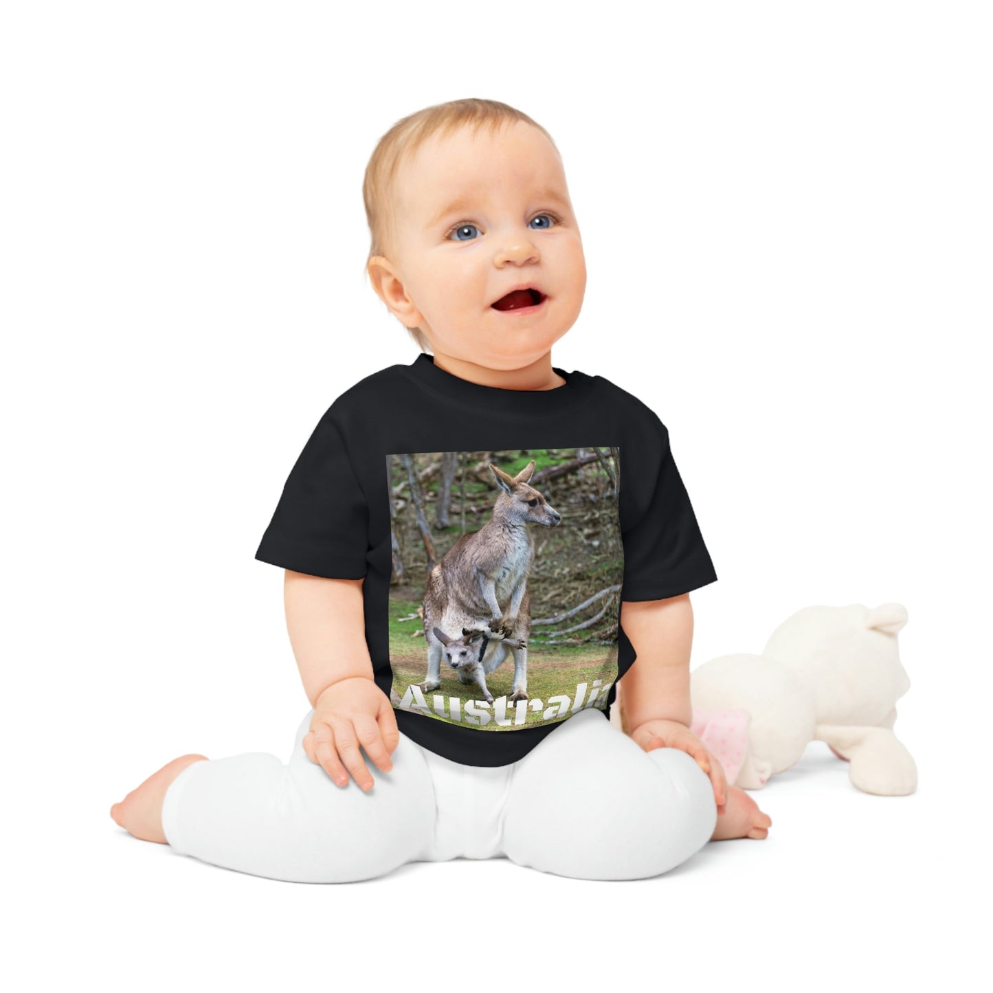 Baby Organic T-Shirt - Kangooros in AUSTRALIA - Printed in EU - EUROPE - Green Forest Home