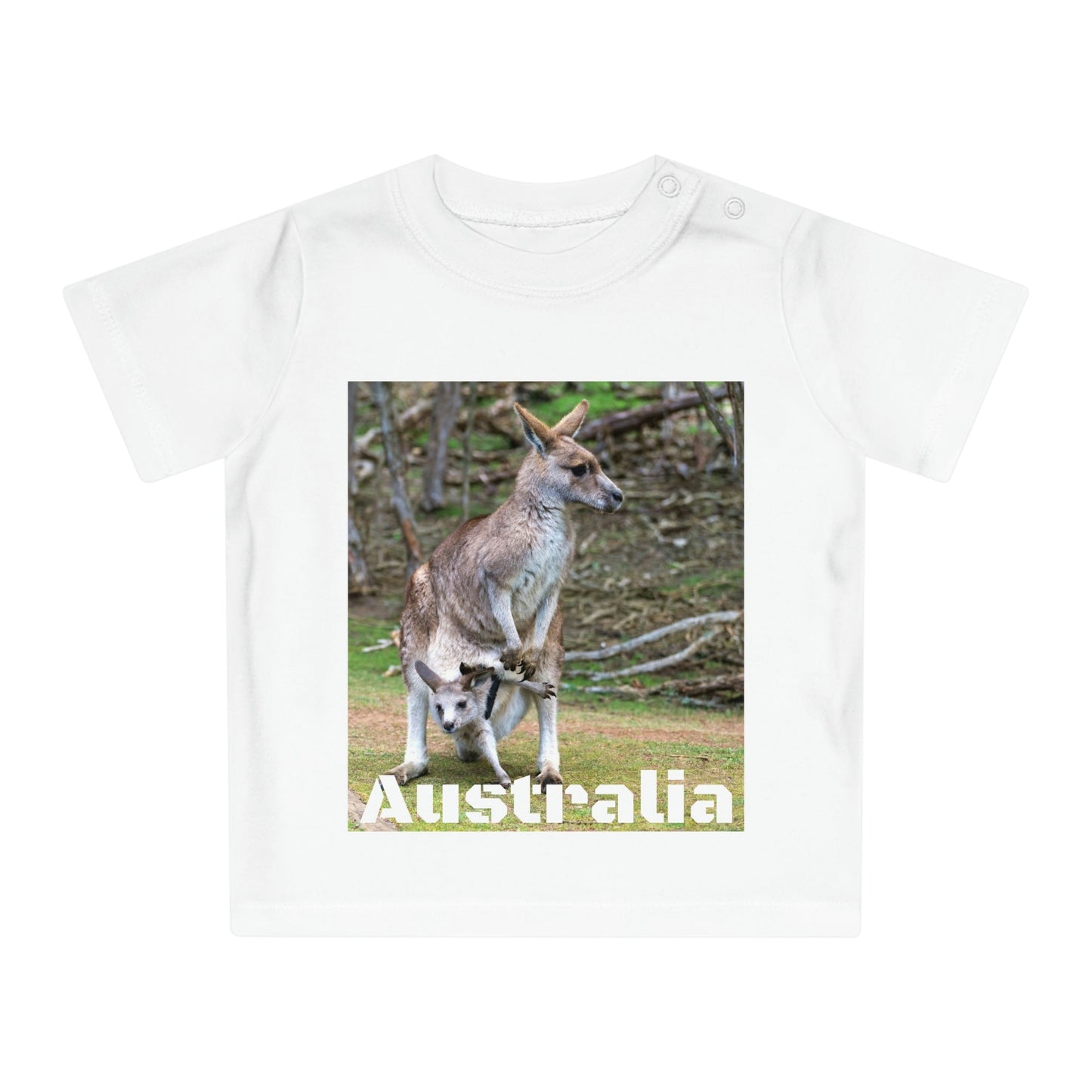 Baby Organic T-Shirt - Kangooros in AUSTRALIA - Printed in EU - EUROPE - Green Forest Home