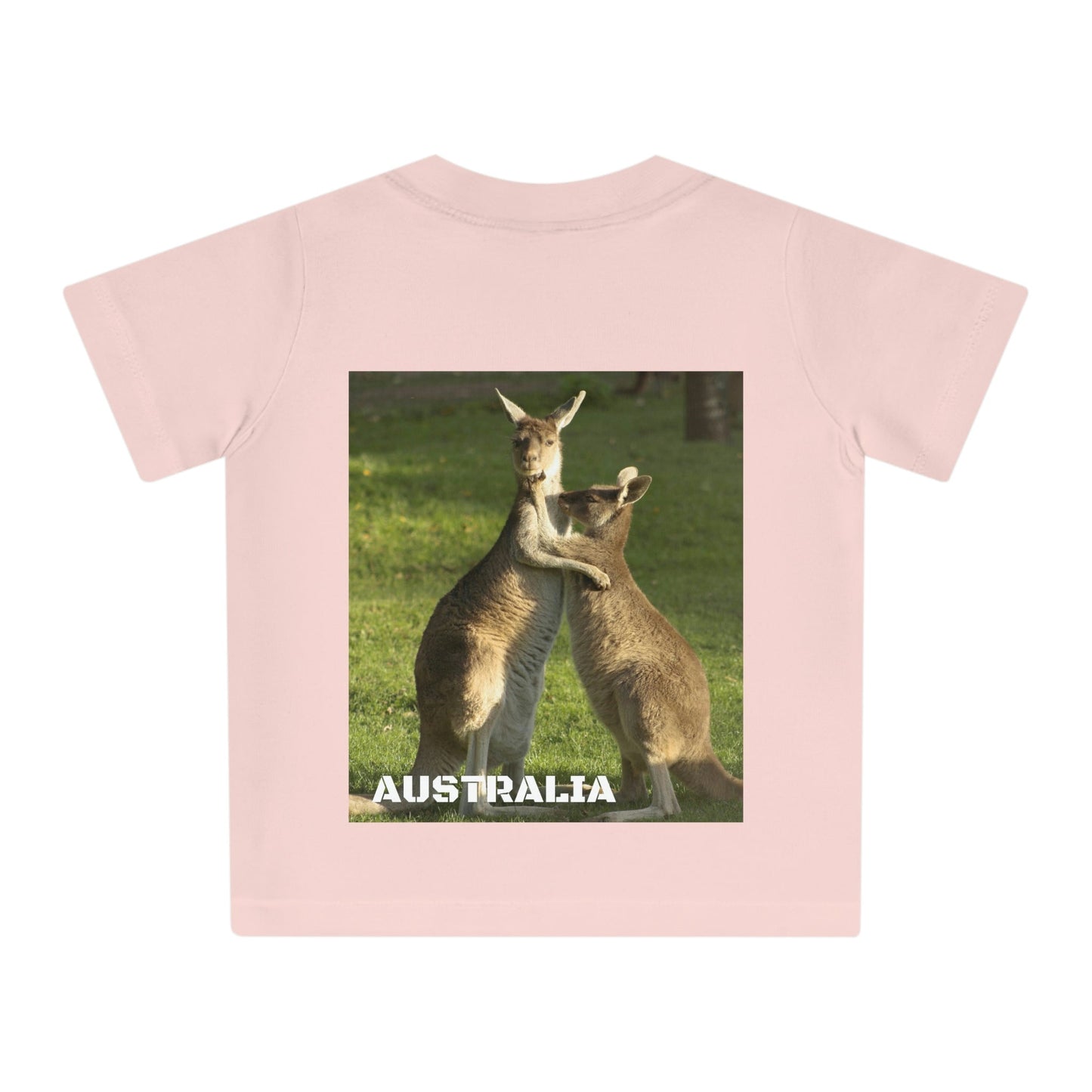 Baby Organic T-Shirt - Kids in school is Africa with JOY and hugging Kangaroos in Australia - Printed in EU - Green Forest Home