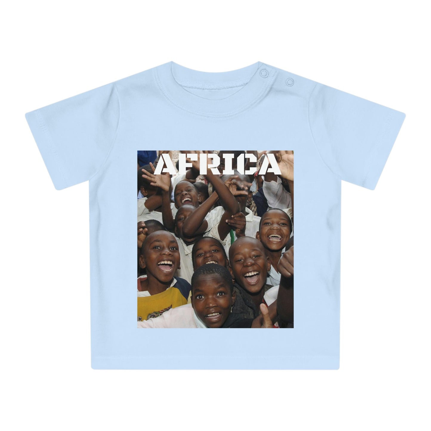 Baby Organic T-Shirt - Kids in school is Africa with JOY and hugging Kangaroos in Australia - Printed in EU - Green Forest Home