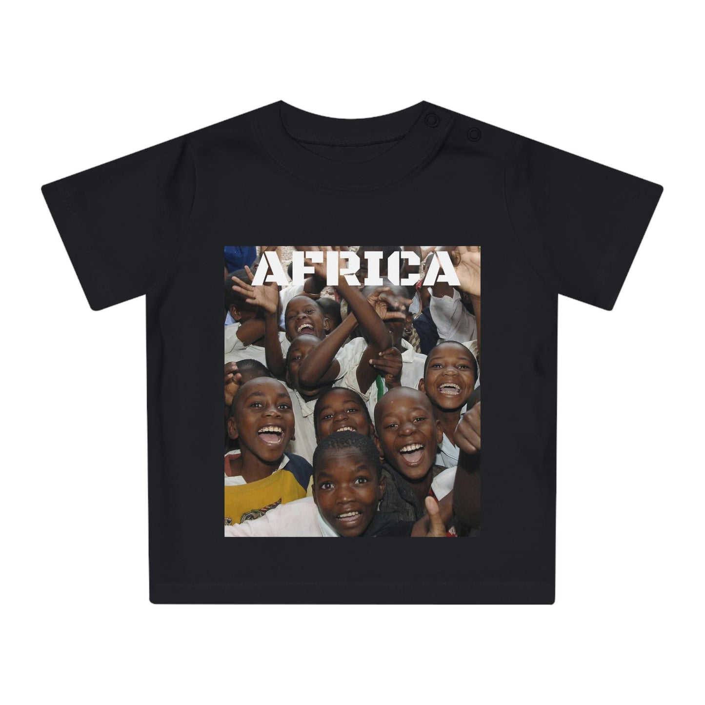 Baby Organic T-Shirt - Kids in school is Africa with JOY and hugging Kangaroos in Australia - Printed in EU - Green Forest Home