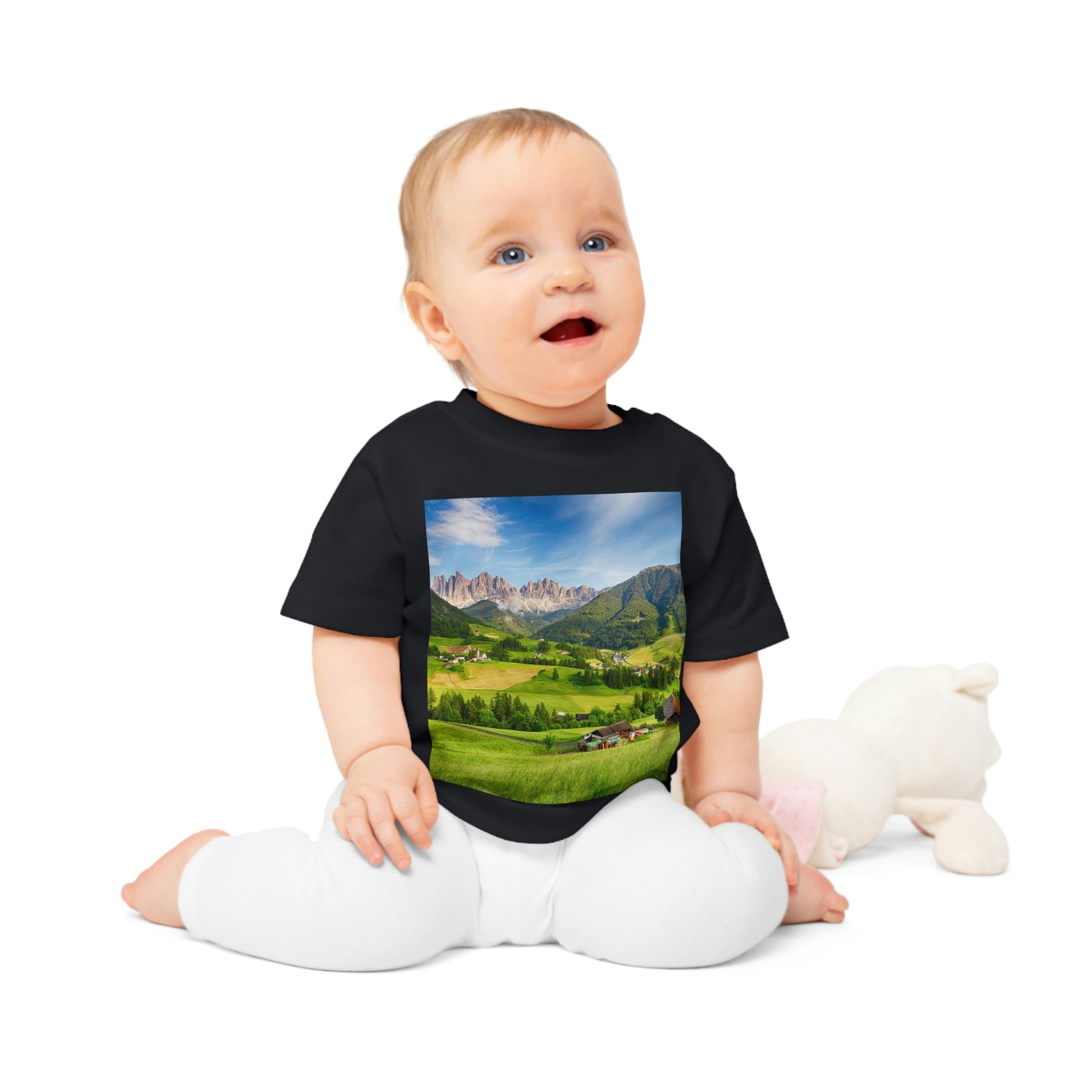 Baby Organic T-Shirt - The awesome beauty on the European ALPS - Printed in EU - Green Forest Home