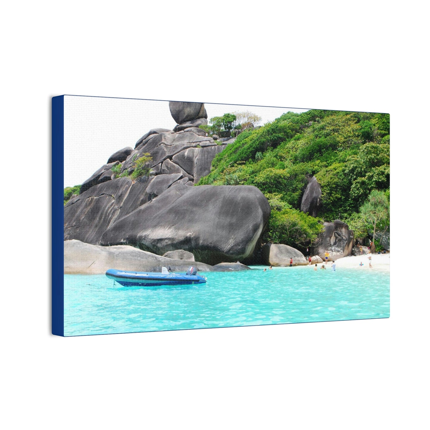 Best Beaches & Islands - Canvas Stretched, 0.75" in 6 sizes - Blue Sea with sailing granite at Similan Islands - Thailand - US Print - Green Forest Home