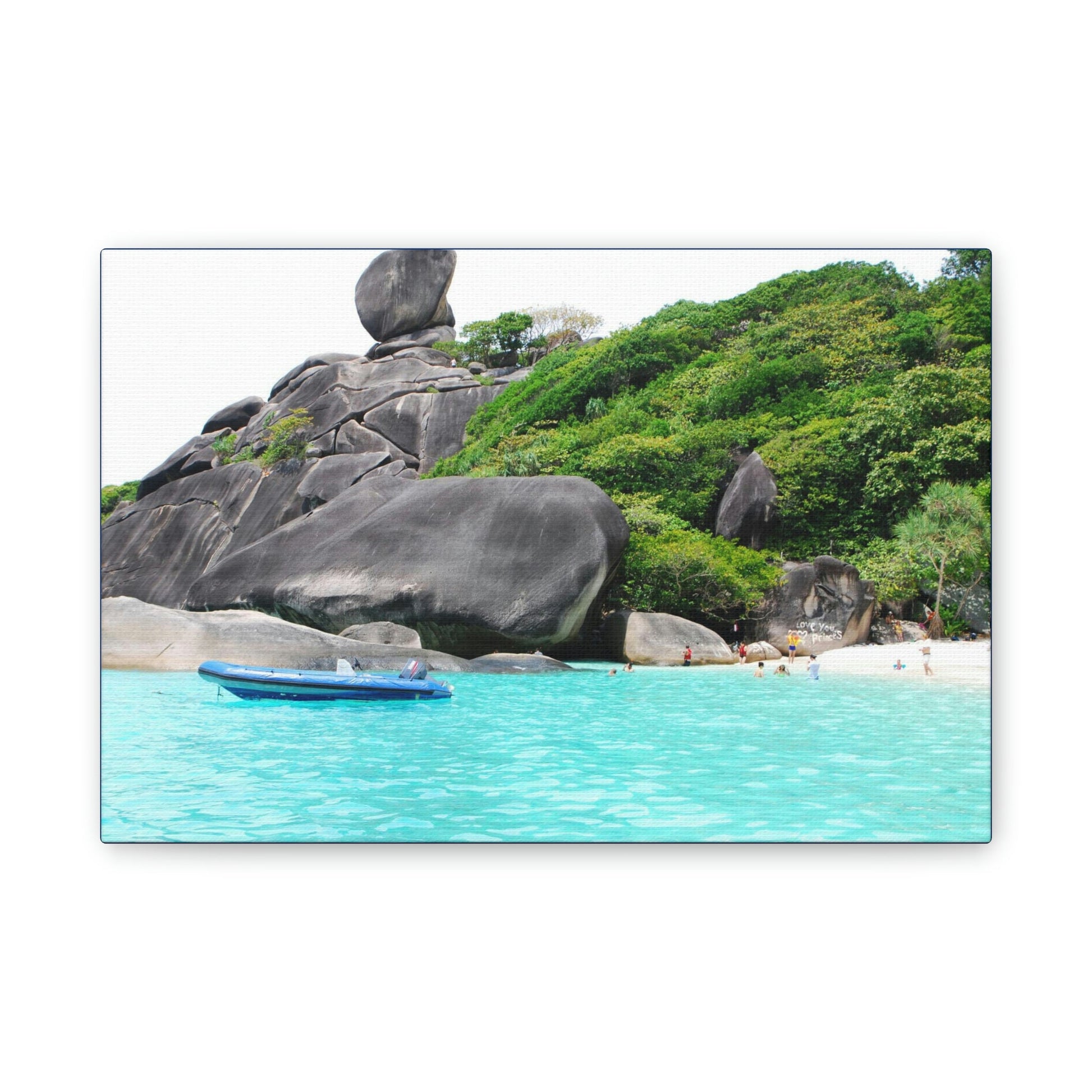 Best Beaches & Islands - Canvas Stretched, 0.75" in 6 sizes - Blue Sea with sailing granite at Similan Islands - Thailand - US Print - Green Forest Home