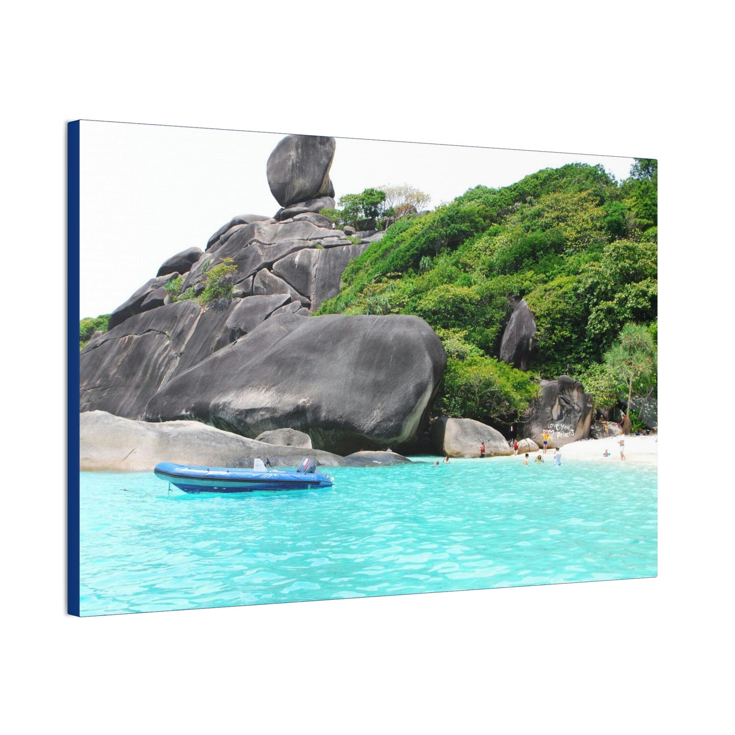 Best Beaches & Islands - Canvas Stretched, 0.75" in 6 sizes - Blue Sea with sailing granite at Similan Islands - Thailand - US Print - Green Forest Home