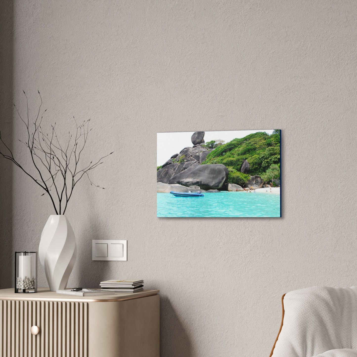 Best Beaches & Islands - Canvas Stretched, 0.75" in 6 sizes - Blue Sea with sailing granite at Similan Islands - Thailand - US Print - Green Forest Home