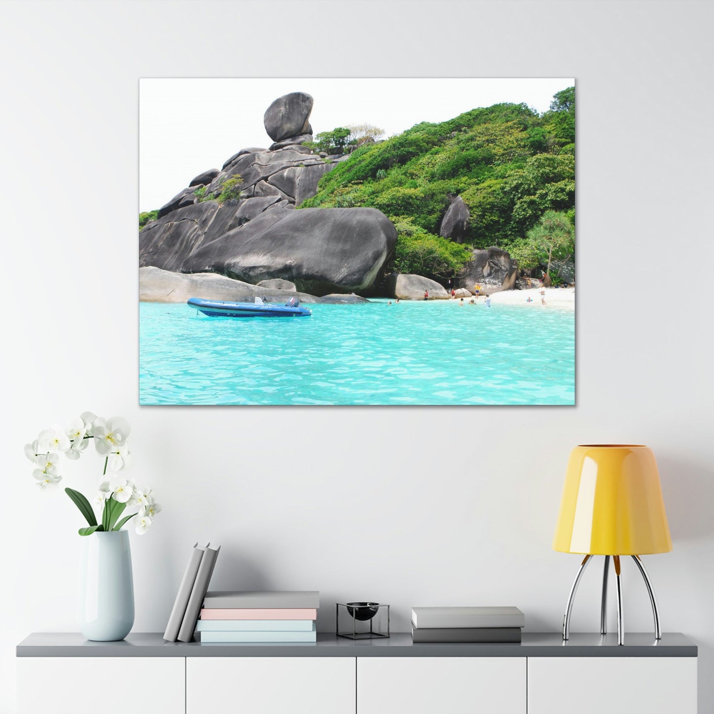 Best Beaches & Islands - Canvas Stretched, 0.75" in 6 sizes - Blue Sea with sailing granite at Similan Islands - Thailand - US Print - Green Forest Home