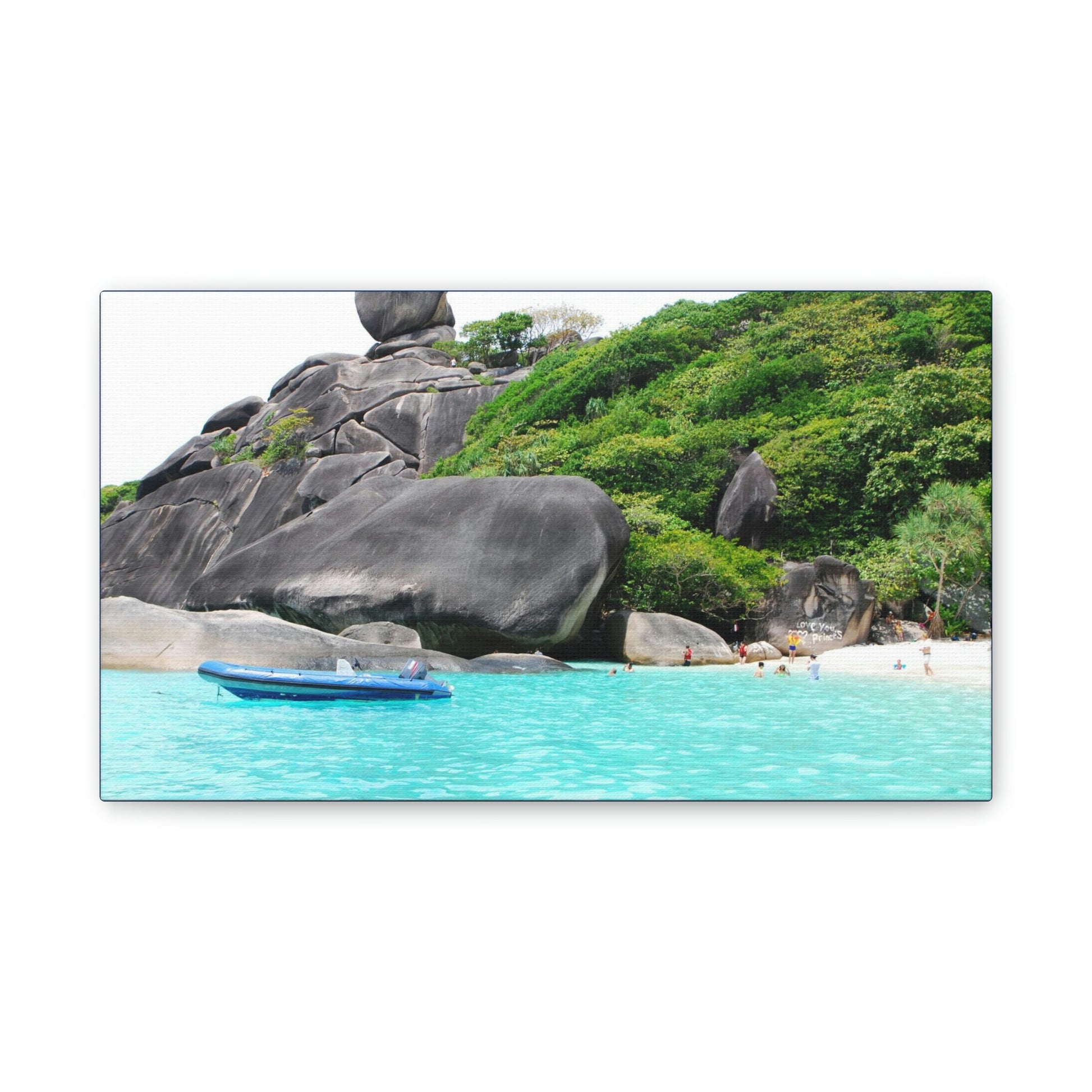 Best Beaches & Islands - Canvas Stretched, 0.75" in 6 sizes - Blue Sea with sailing granite at Similan Islands - Thailand - US Print - Green Forest Home