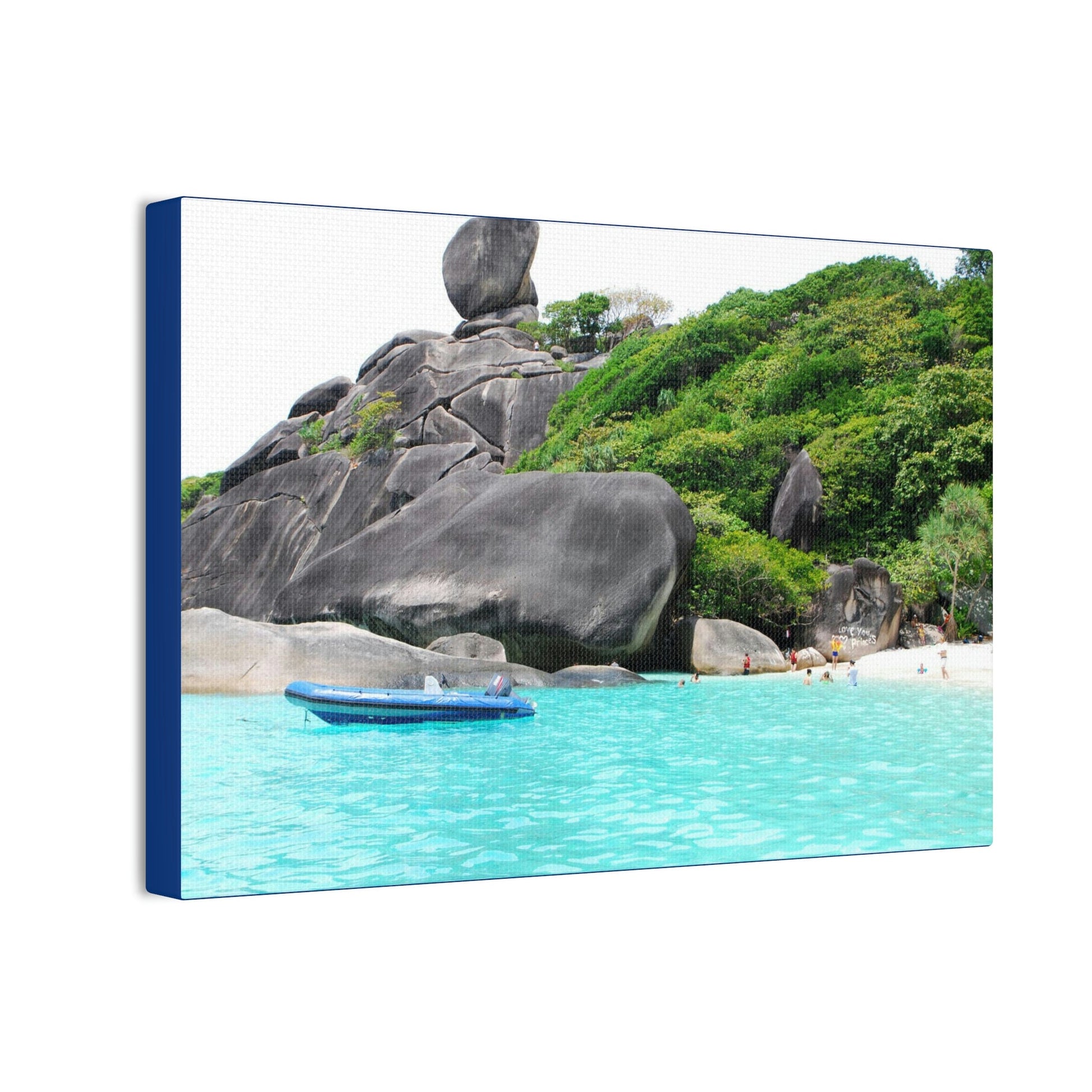 Best Beaches & Islands - Canvas Stretched, 0.75" in 6 sizes - Blue Sea with sailing granite at Similan Islands - Thailand - US Print - Green Forest Home