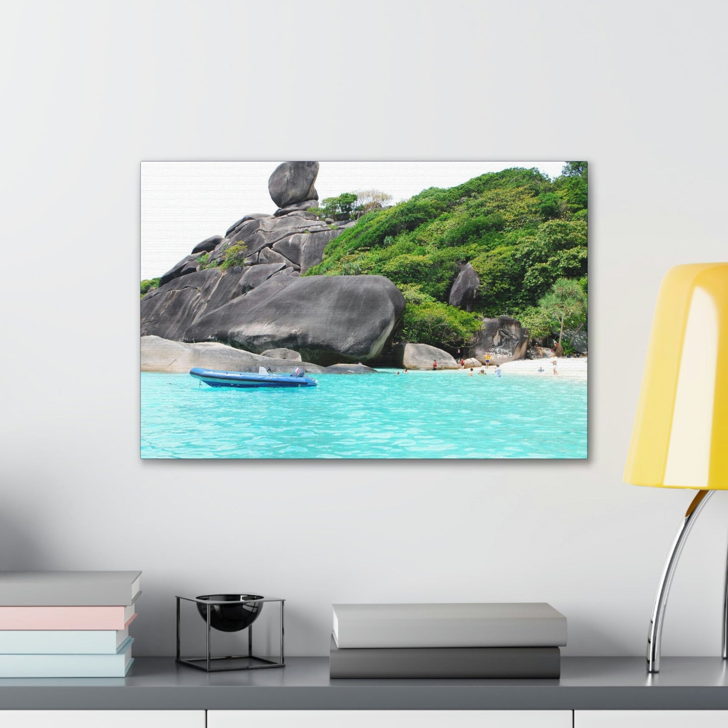 Best Beaches & Islands - Canvas Stretched, 0.75" in 6 sizes - Blue Sea with sailing granite at Similan Islands - Thailand - US Print - Green Forest Home