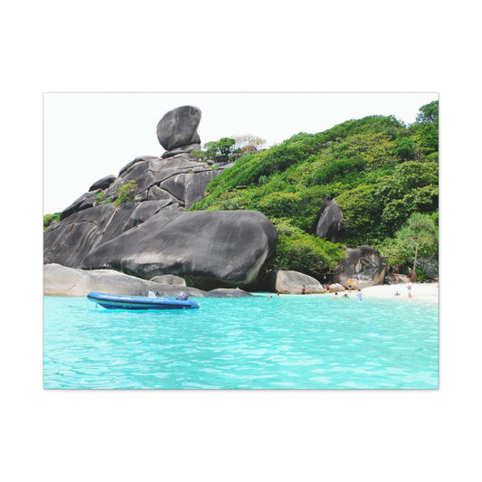 Best Beaches & Islands - Canvas Stretched, 0.75" in 6 sizes - Blue Sea with sailing granite at Similan Islands - Thailand - US Print - Green Forest Home