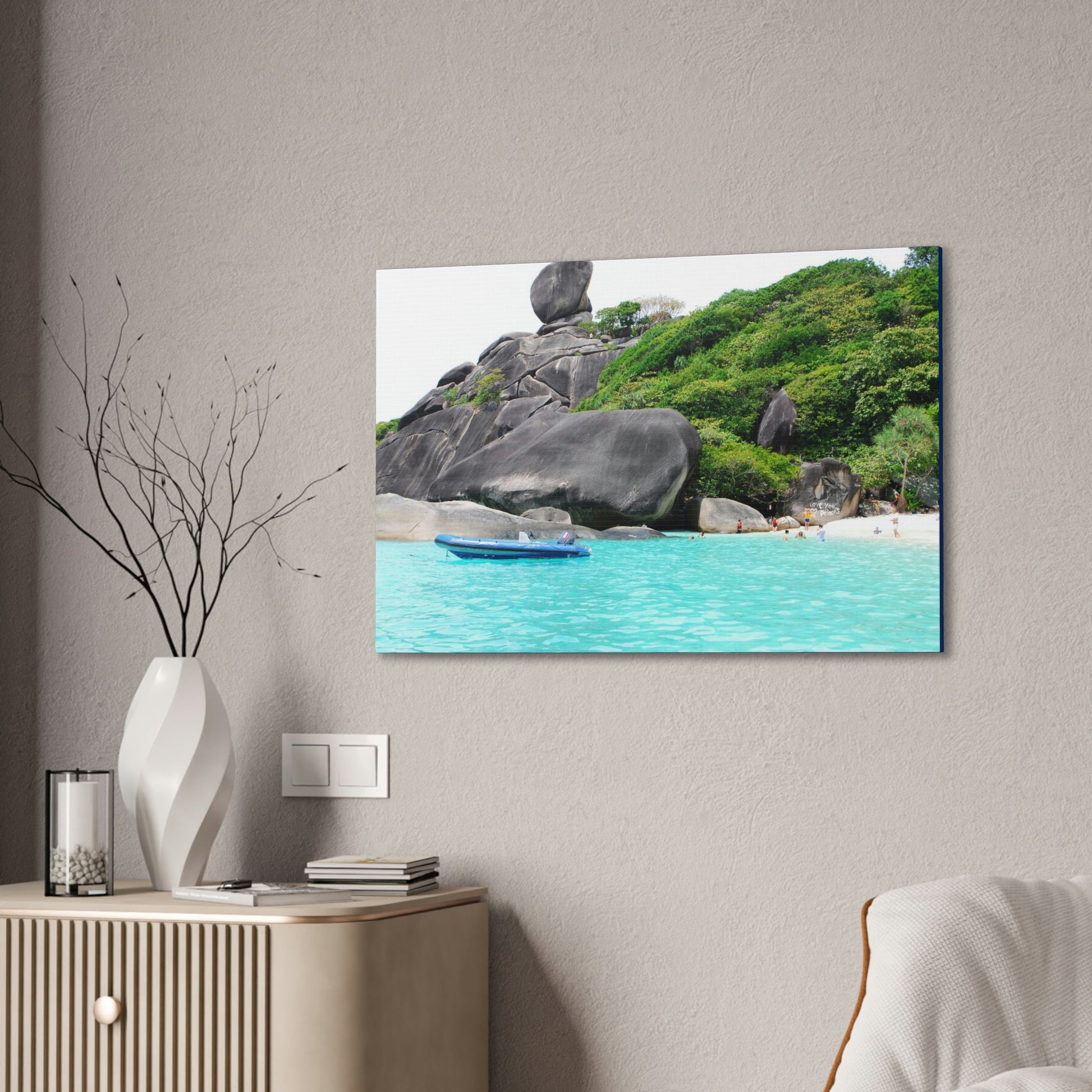 Best Beaches & Islands - Canvas Stretched, 0.75" in 6 sizes - Blue Sea with sailing granite at Similan Islands - Thailand - US Print - Green Forest Home