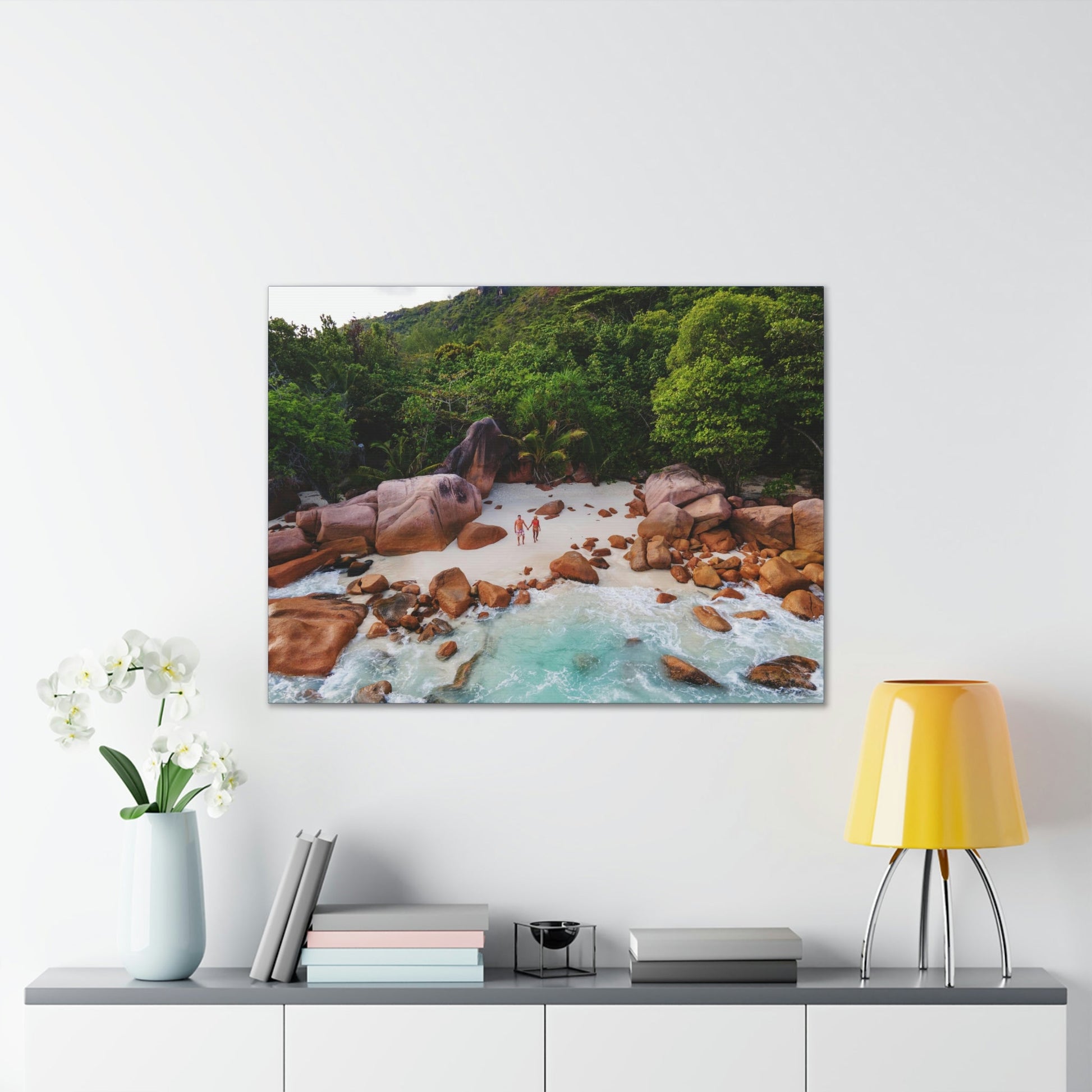 Best Beaches & Islands - Canvas Stretched, 0.75" in 6 sizes - Praslin Island in Seychelles - Over 100 Islands in the Somali Sea - US Print - Green Forest Home