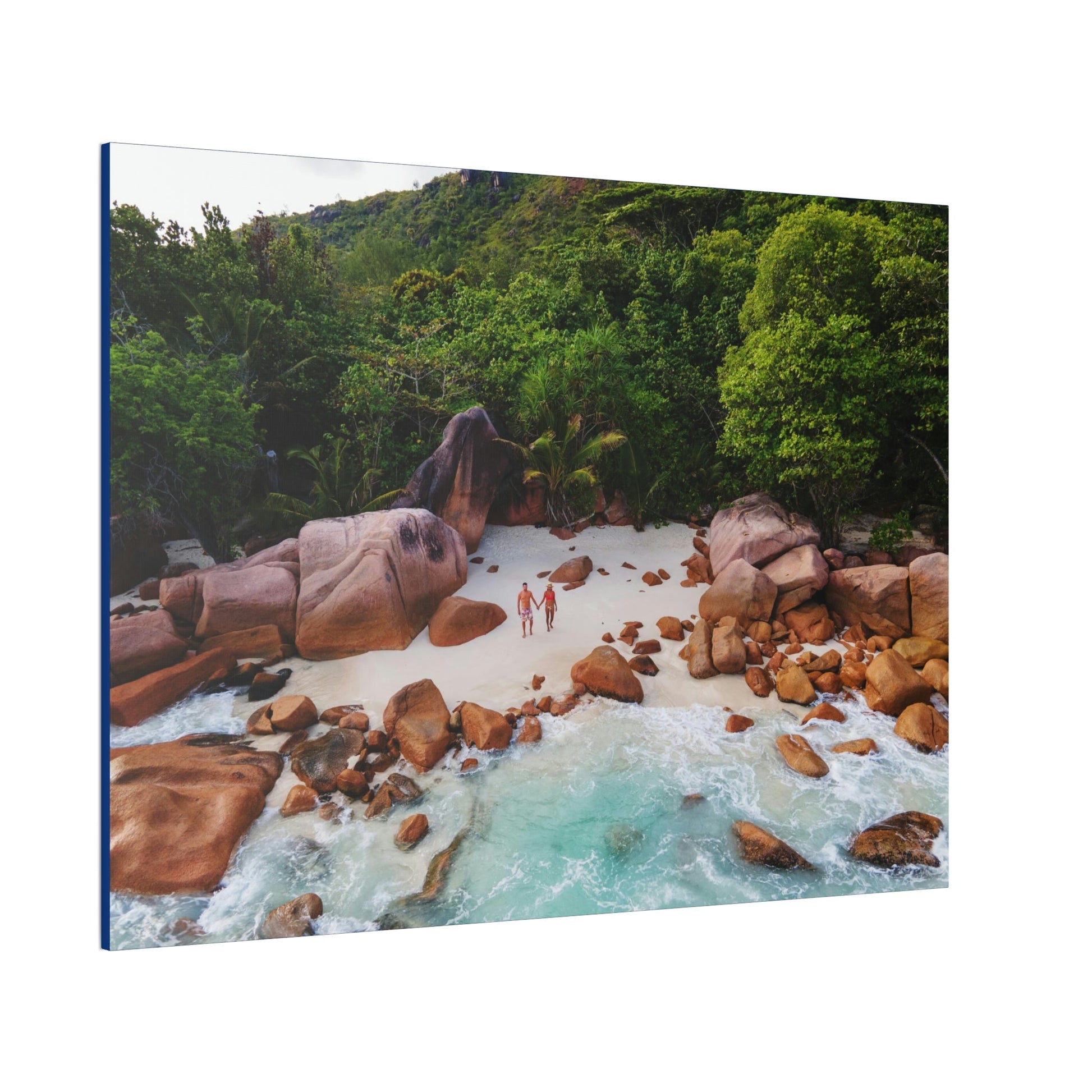 Best Beaches & Islands - Canvas Stretched, 0.75" in 6 sizes - Praslin Island in Seychelles - Over 100 Islands in the Somali Sea - US Print - Green Forest Home