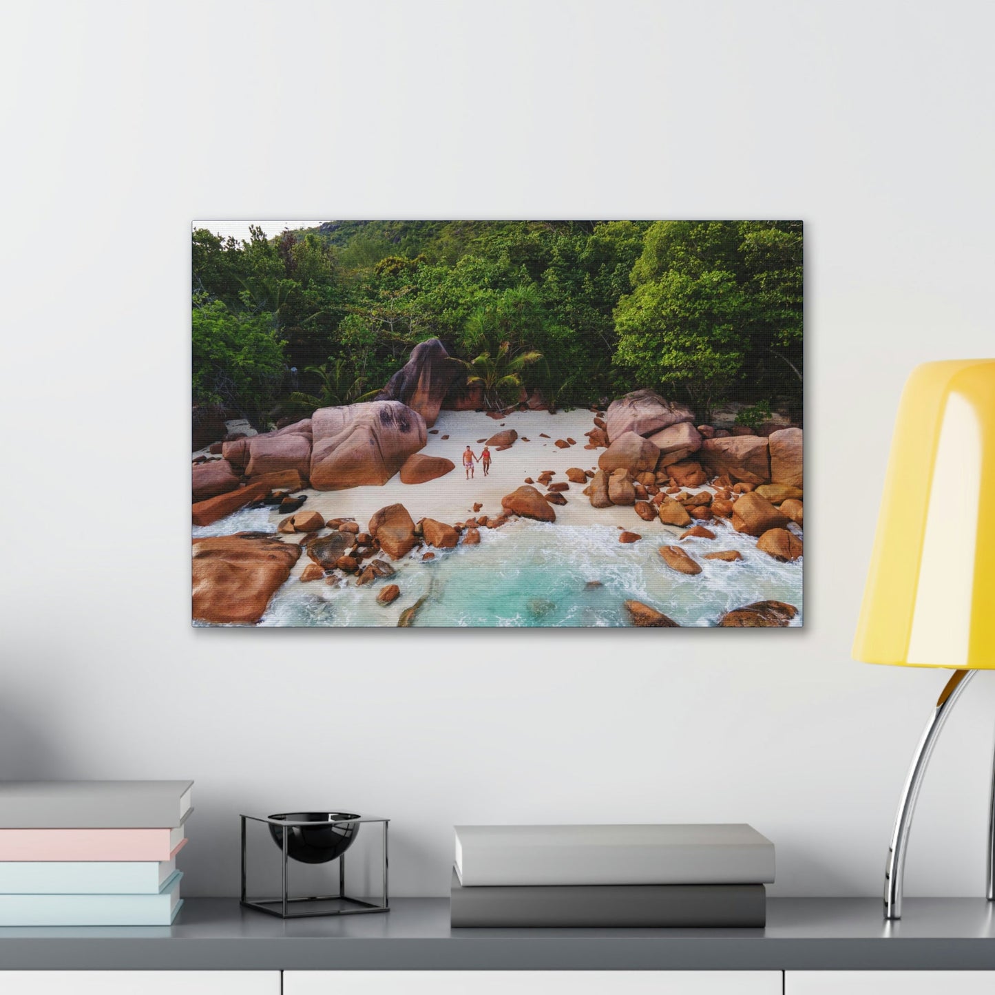 Best Beaches & Islands - Canvas Stretched, 0.75" in 6 sizes - Praslin Island in Seychelles - Over 100 Islands in the Somali Sea - US Print - Green Forest Home