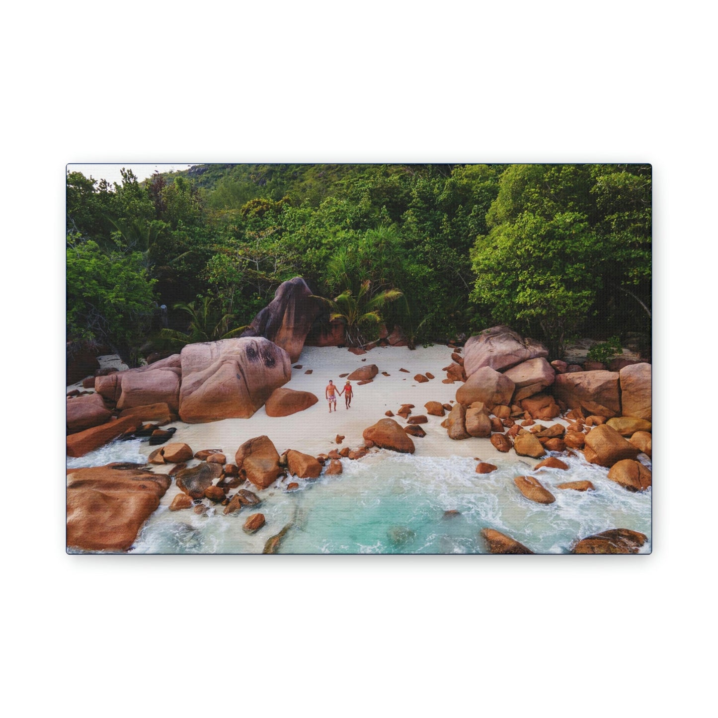 Best Beaches & Islands - Canvas Stretched, 0.75" in 6 sizes - Praslin Island in Seychelles - Over 100 Islands in the Somali Sea - US Print - Green Forest Home