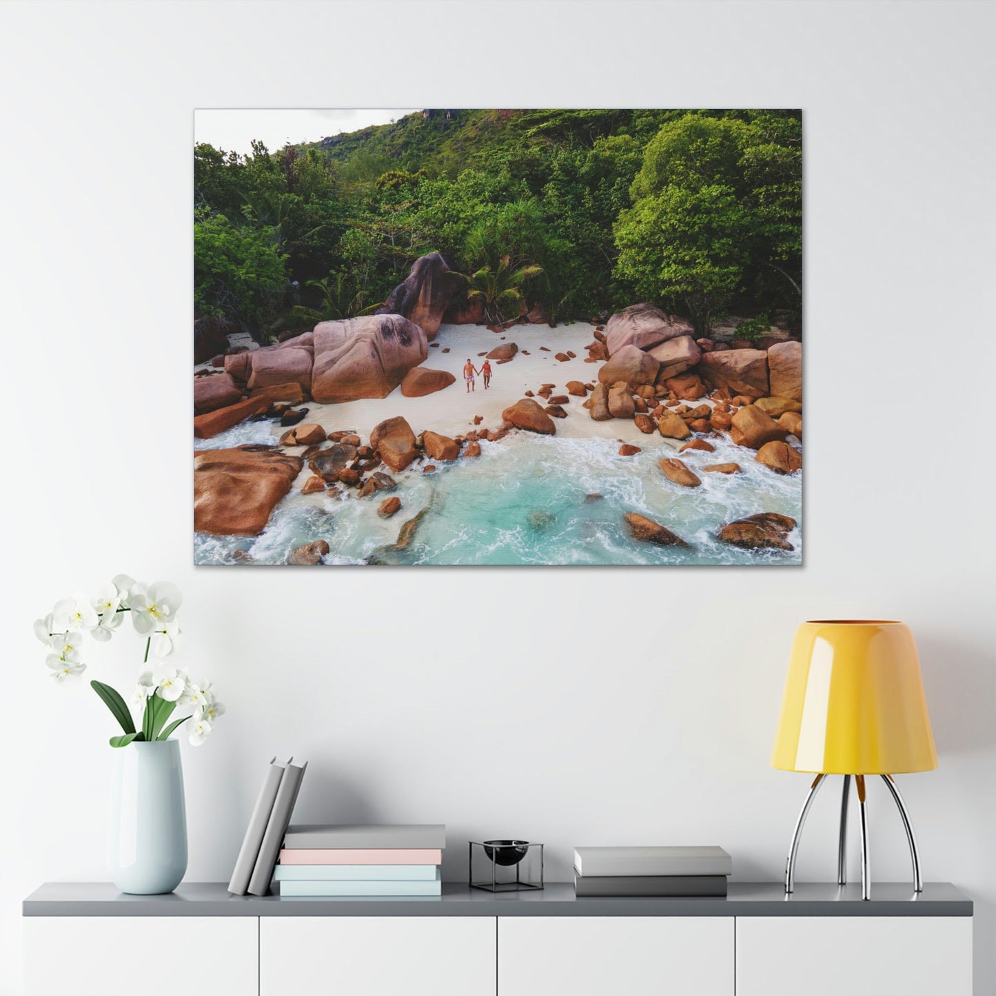 Best Beaches & Islands - Canvas Stretched, 0.75" in 6 sizes - Praslin Island in Seychelles - Over 100 Islands in the Somali Sea - US Print - Green Forest Home