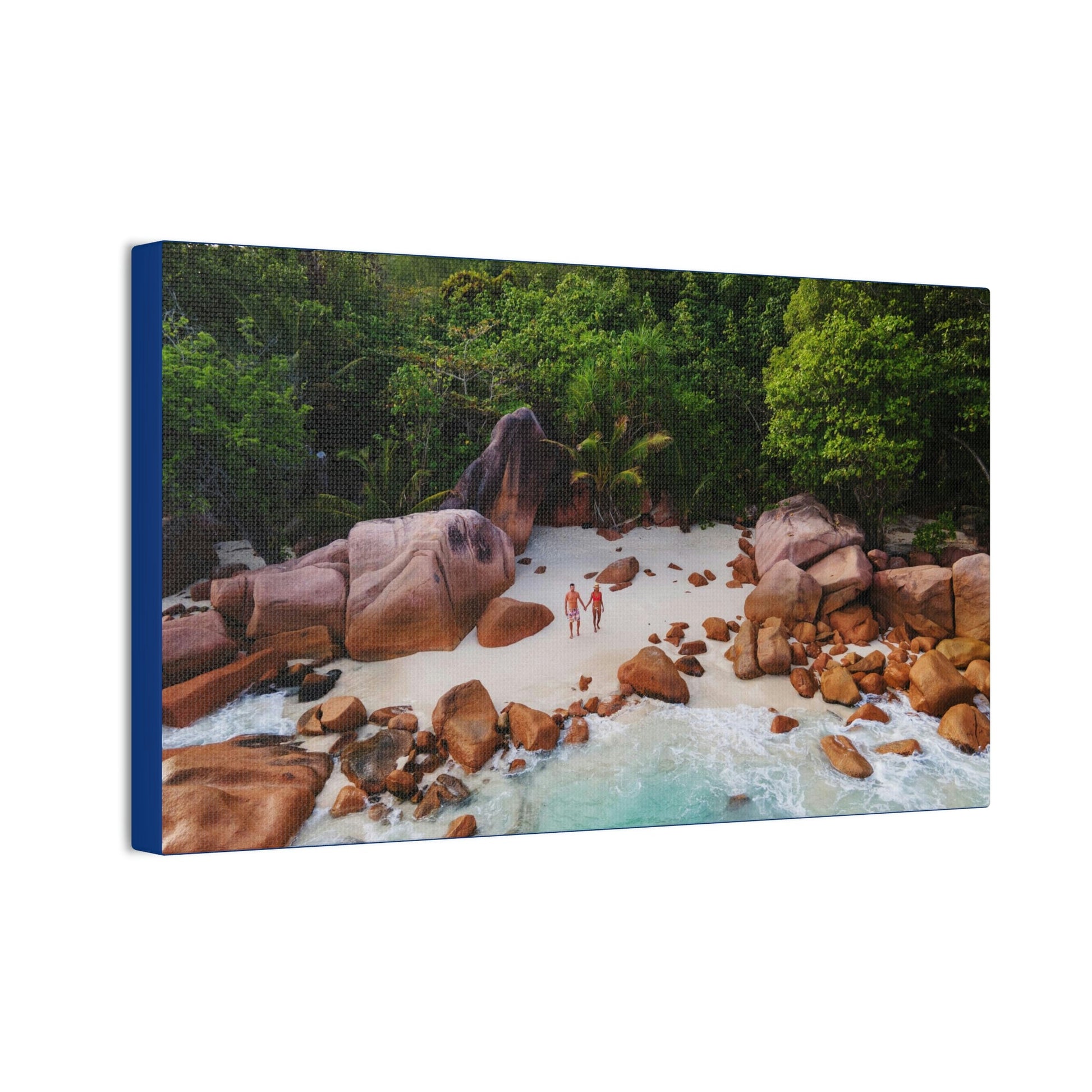 Best Beaches & Islands - Canvas Stretched, 0.75" in 6 sizes - Praslin Island in Seychelles - Over 100 Islands in the Somali Sea - US Print - Green Forest Home