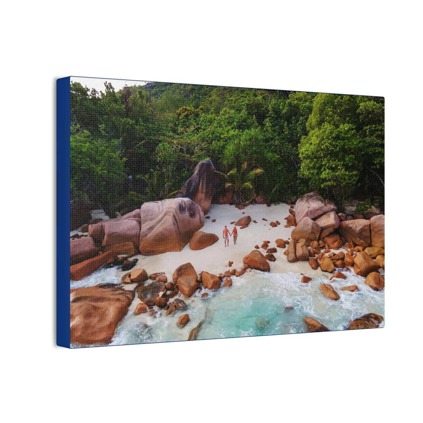 Best Beaches & Islands - Canvas Stretched, 0.75" in 6 sizes - Praslin Island in Seychelles - Over 100 Islands in the Somali Sea - US Print - Green Forest Home