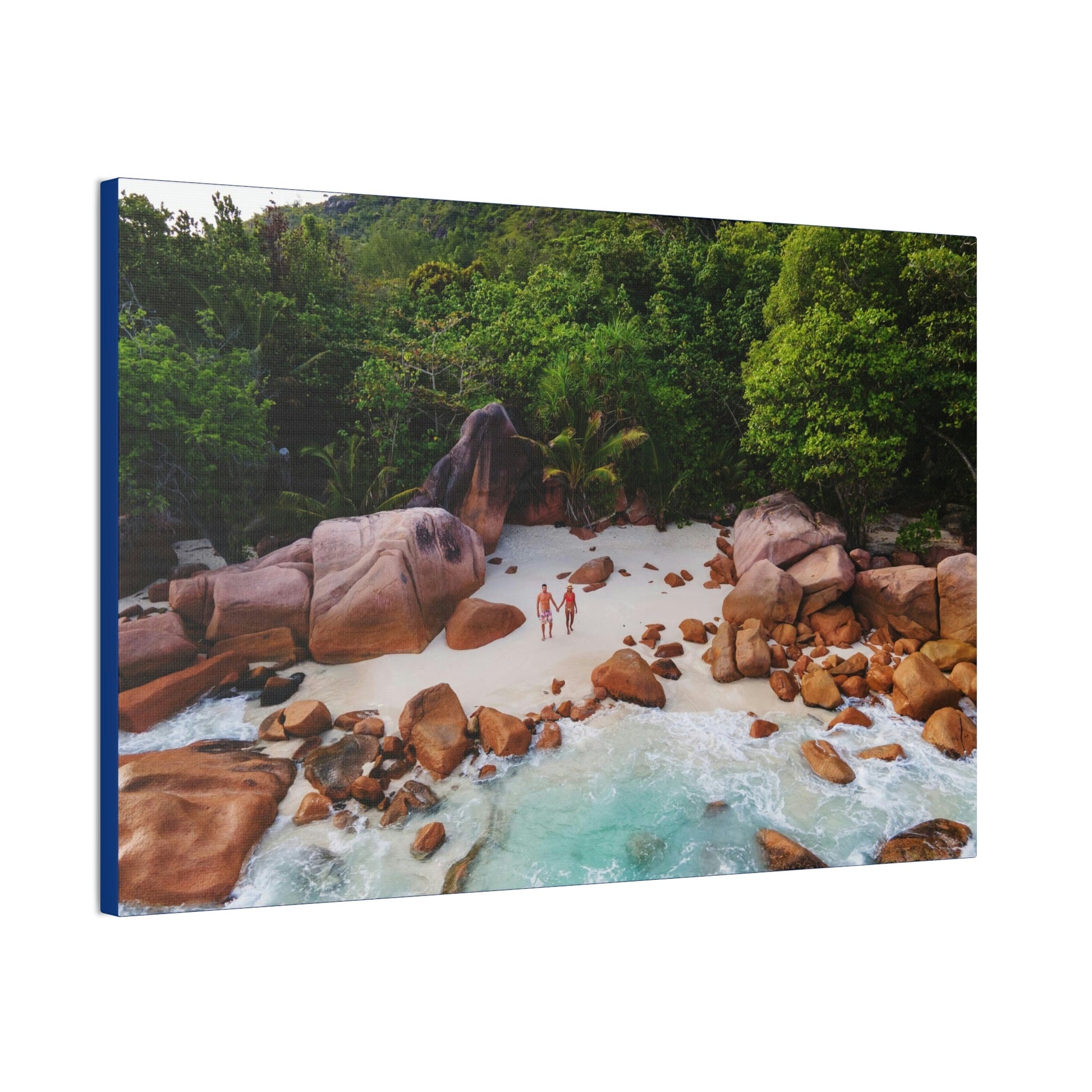 Best Beaches & Islands - Canvas Stretched, 0.75" in 6 sizes - Praslin Island in Seychelles - Over 100 Islands in the Somali Sea - US Print - Green Forest Home