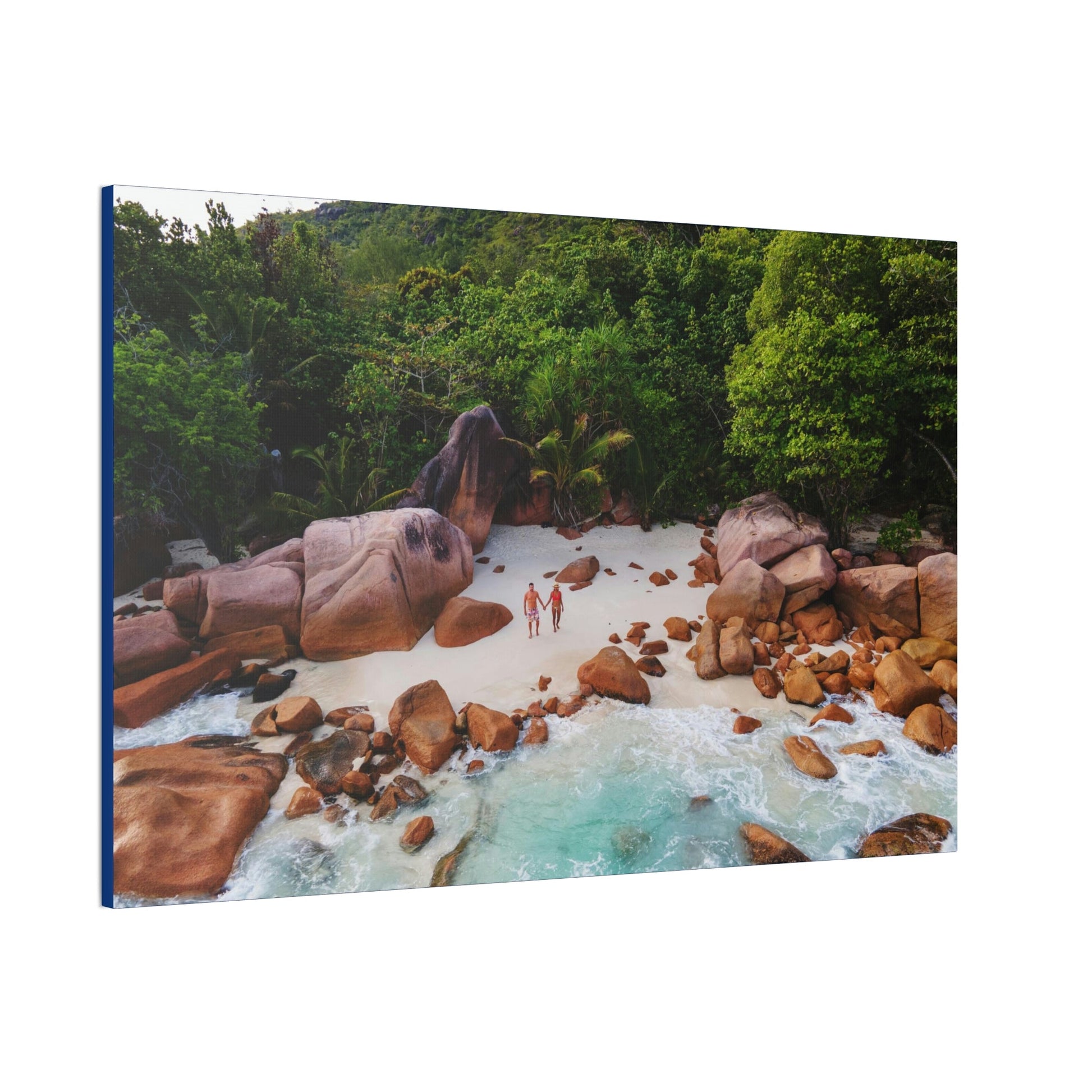 Best Beaches & Islands - Canvas Stretched, 0.75" in 6 sizes - Praslin Island in Seychelles - Over 100 Islands in the Somali Sea - US Print - Green Forest Home