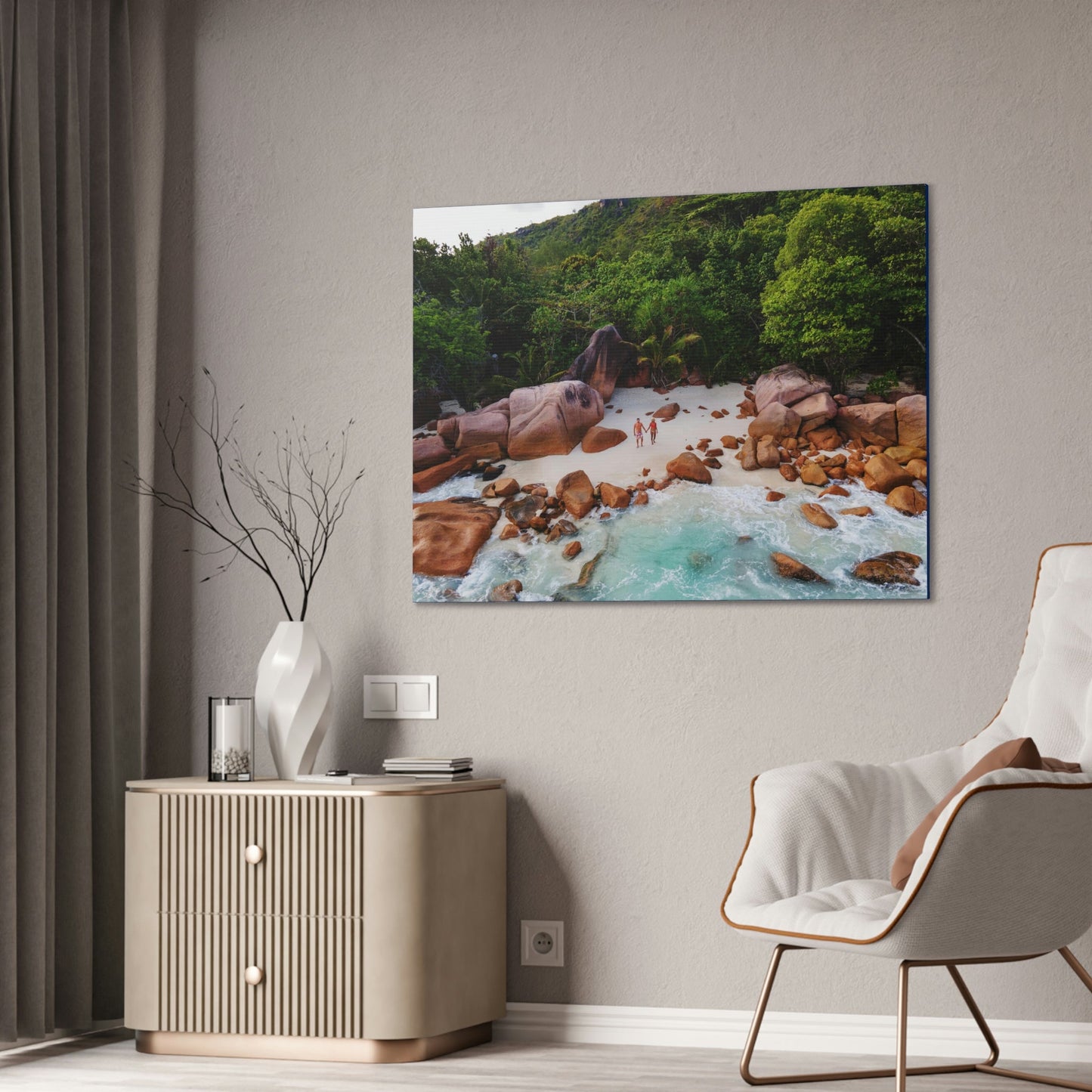 Best Beaches & Islands - Canvas Stretched, 0.75" in 6 sizes - Praslin Island in Seychelles - Over 100 Islands in the Somali Sea - US Print - Green Forest Home