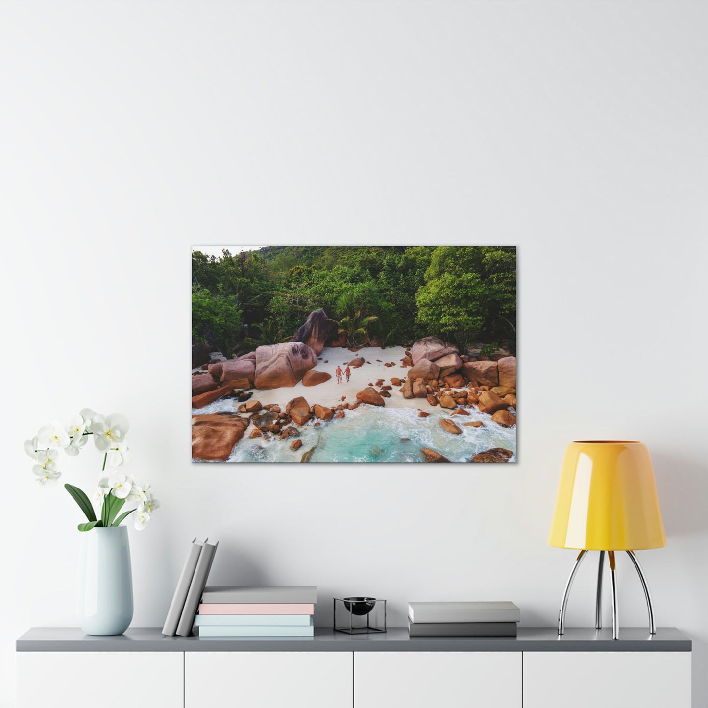 Best Beaches & Islands - Canvas Stretched, 0.75" in 6 sizes - Praslin Island in Seychelles - Over 100 Islands in the Somali Sea - US Print - Green Forest Home