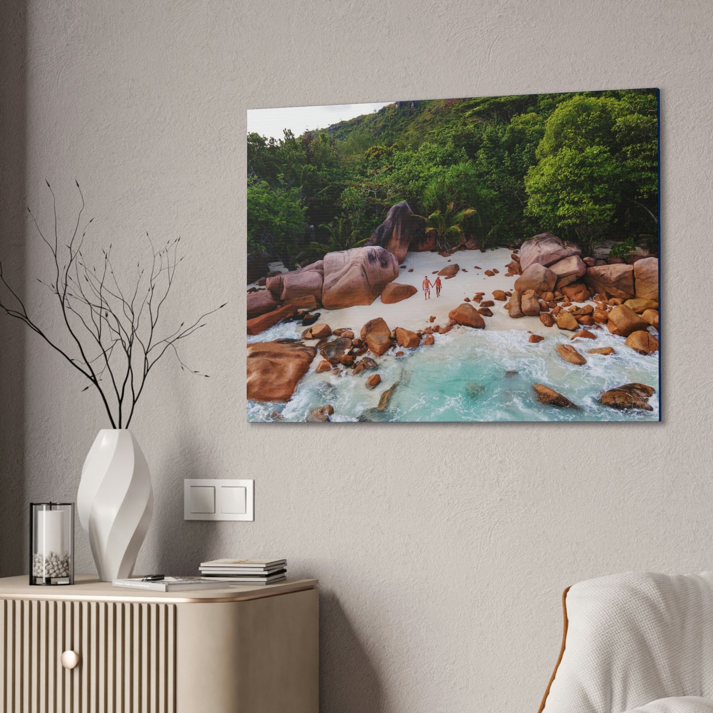 Best Beaches & Islands - Canvas Stretched, 0.75" in 6 sizes - Praslin Island in Seychelles - Over 100 Islands in the Somali Sea - US Print - Green Forest Home