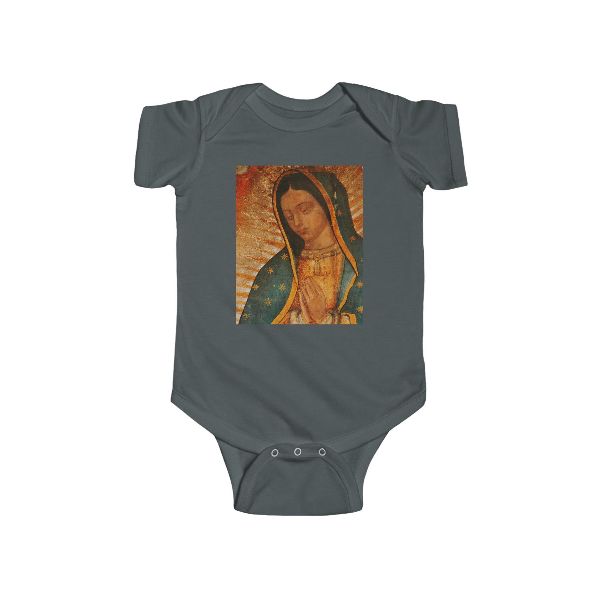 Body de jersey fino para bebé 100% Algodon - Infant Fine Jersey Bodysuit - Our Lady of Guadalupe, also known as the Virgen of Guadalupe - Mexico - Catholicism - Green Forest Home