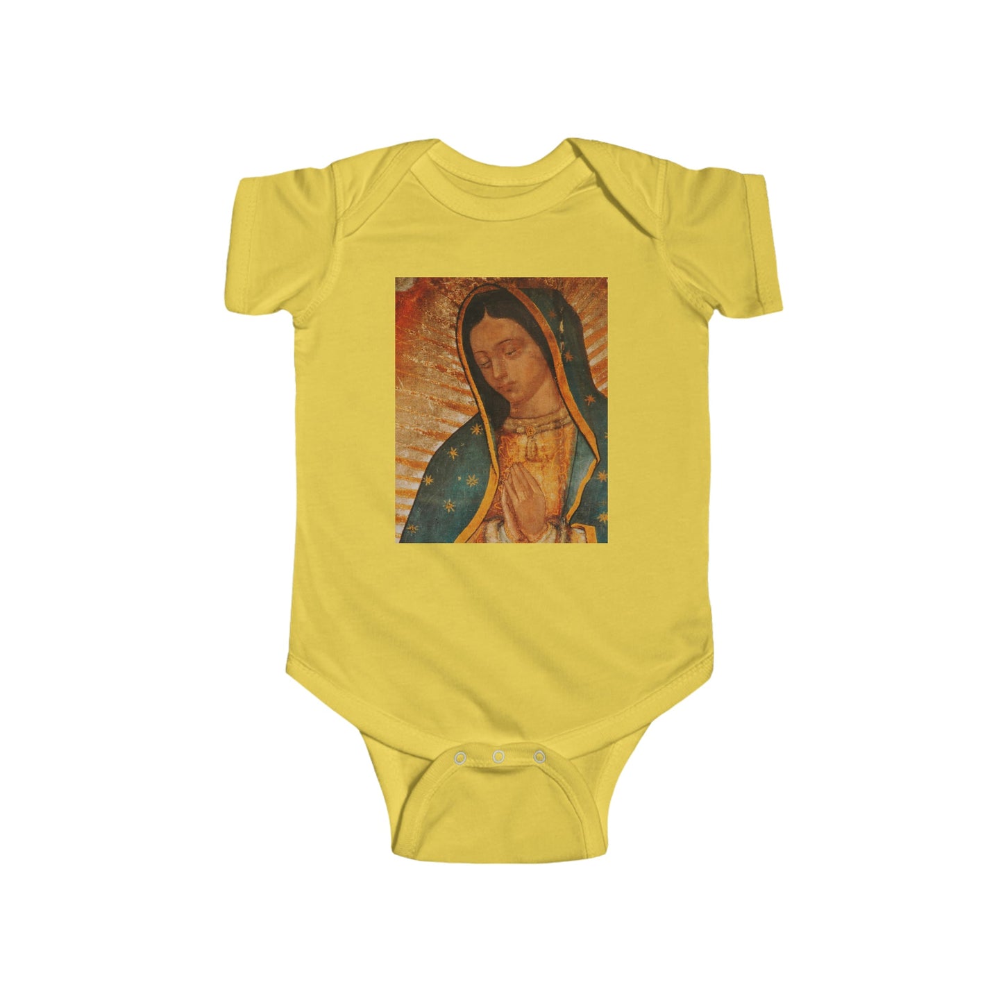 Body de jersey fino para bebé 100% Algodon - Infant Fine Jersey Bodysuit - Our Lady of Guadalupe, also known as the Virgen of Guadalupe - Mexico - Catholicism - Green Forest Home