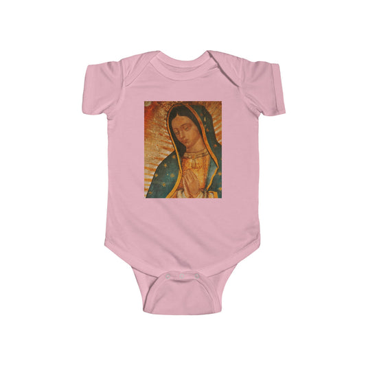 Body de jersey fino para bebé 100% Algodon - Infant Fine Jersey Bodysuit - Our Lady of Guadalupe, also known as the Virgen of Guadalupe - Mexico - Catholicism - Green Forest Home